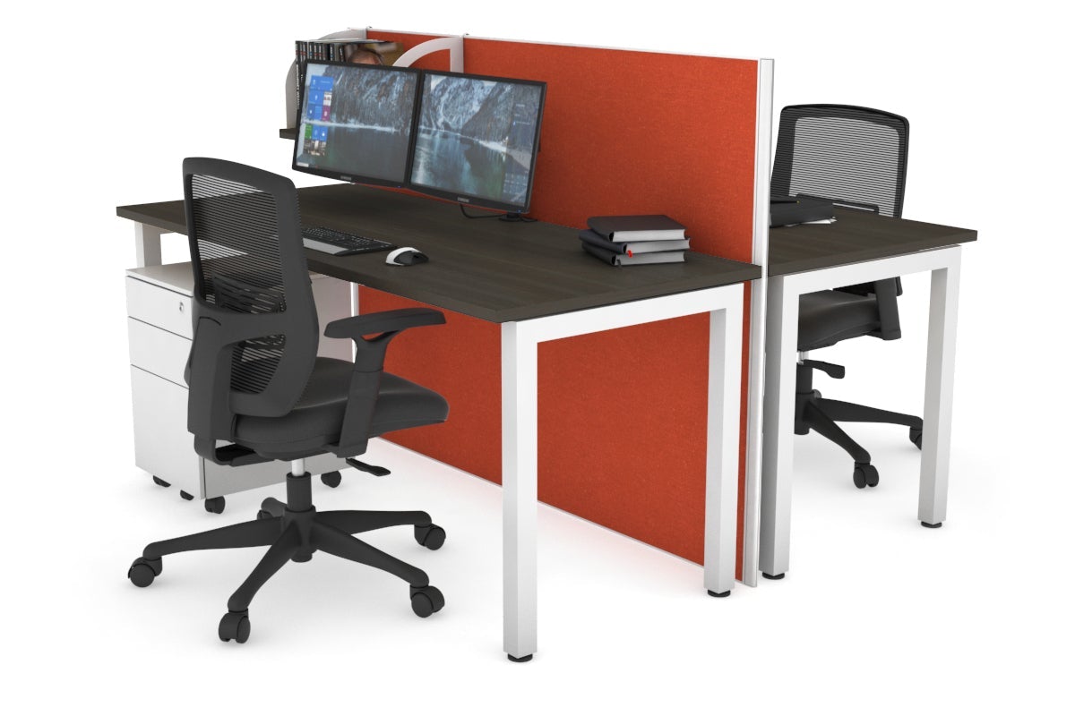 Horizon Quadro 2-Person Office Workstation Bench with Square Legs - 1400L x 700W Dimensions - Perfect for Collaborative Workspaces, Home Offices & Conference Rooms