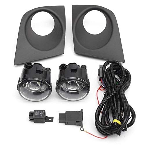 2007-2011 Nissan Versa Halogen Fog Light Kit with Bezels, Wiring, Switch & Bulbs - Direct Fit Replacement for Improved Night Visibility & Safety Driving