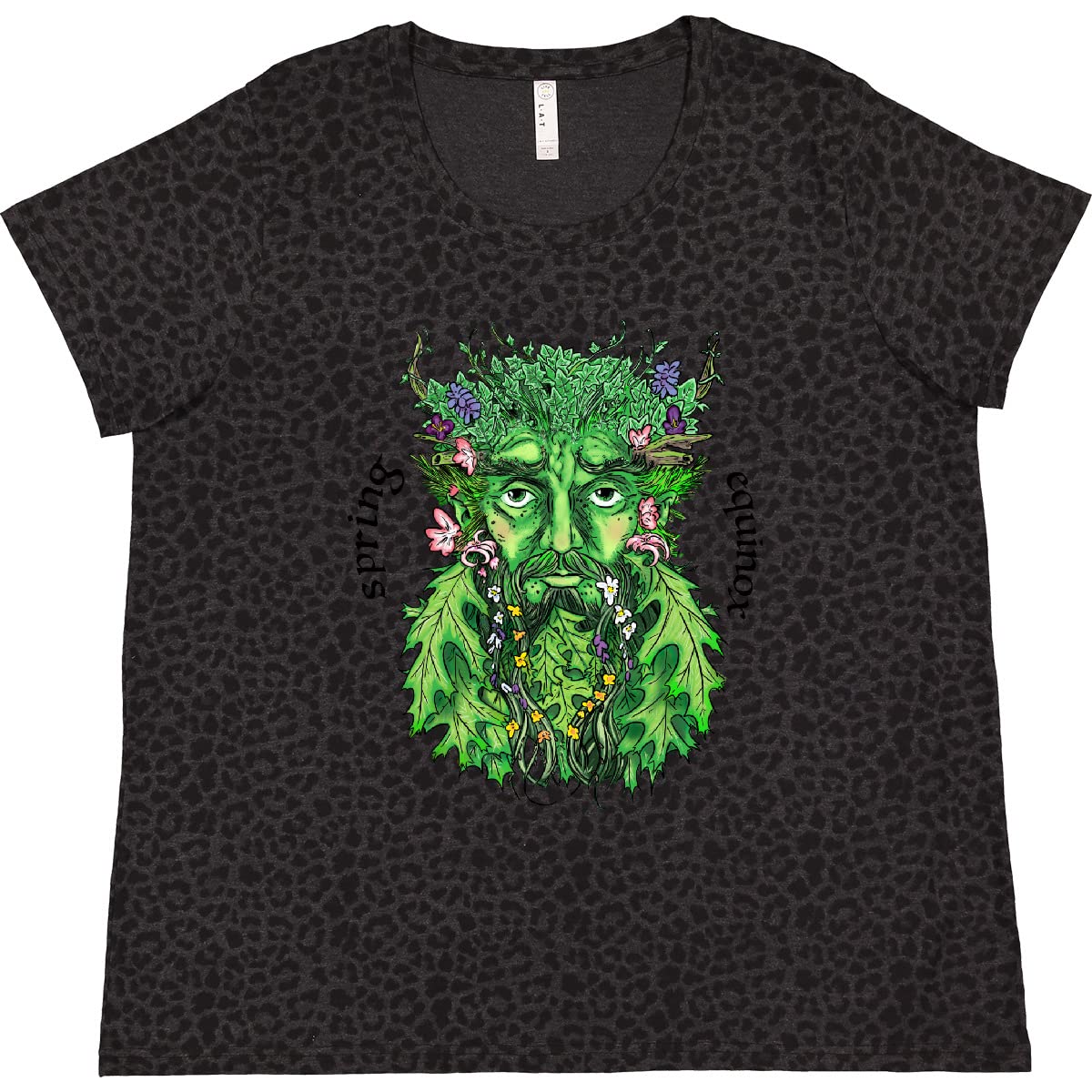 Inktastic 1st Day of Spring Greenman Spring Equinox Women's Plus Size T-Shirt - Eco-Friendly Graphic Tee for Women, Comfortable Casual Wear for Spring Celebrations & Outdoor Festivals