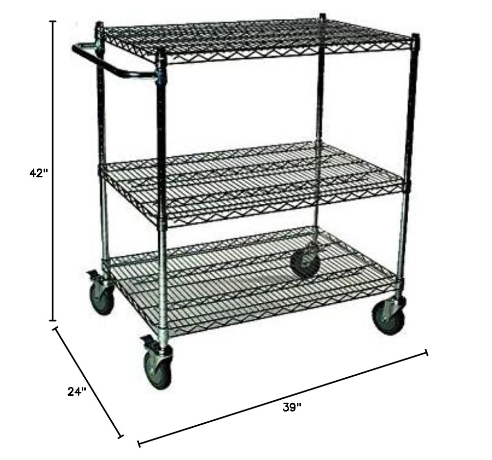 Omega 3-Tier Black Wire Shelf Cart - 24
