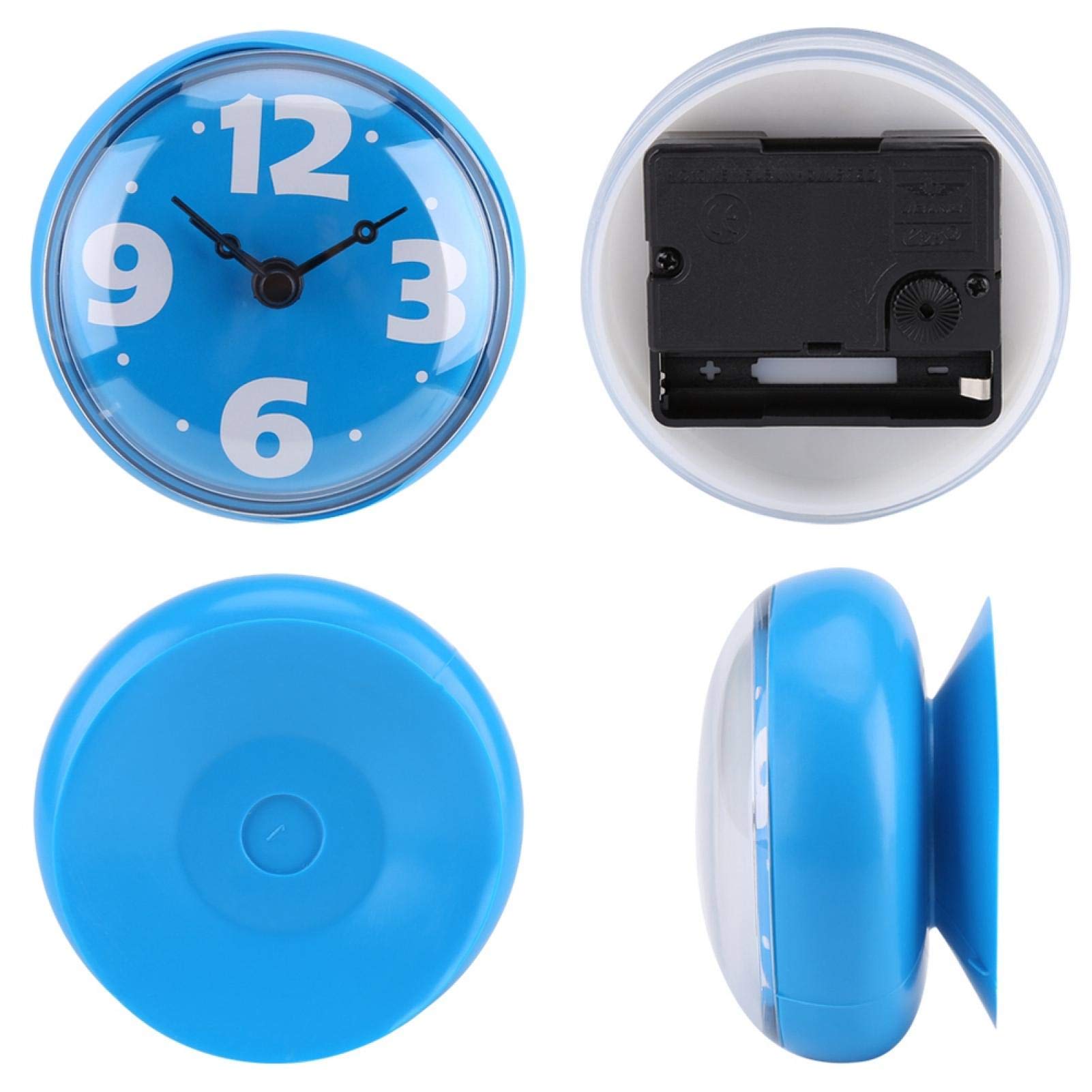 Waterproof Bathroom Wall Clock - Shower Safe, Outdoor & Kitchen Use - Blue Digital Clock for Bathrooms, Showers, Pools & Patios