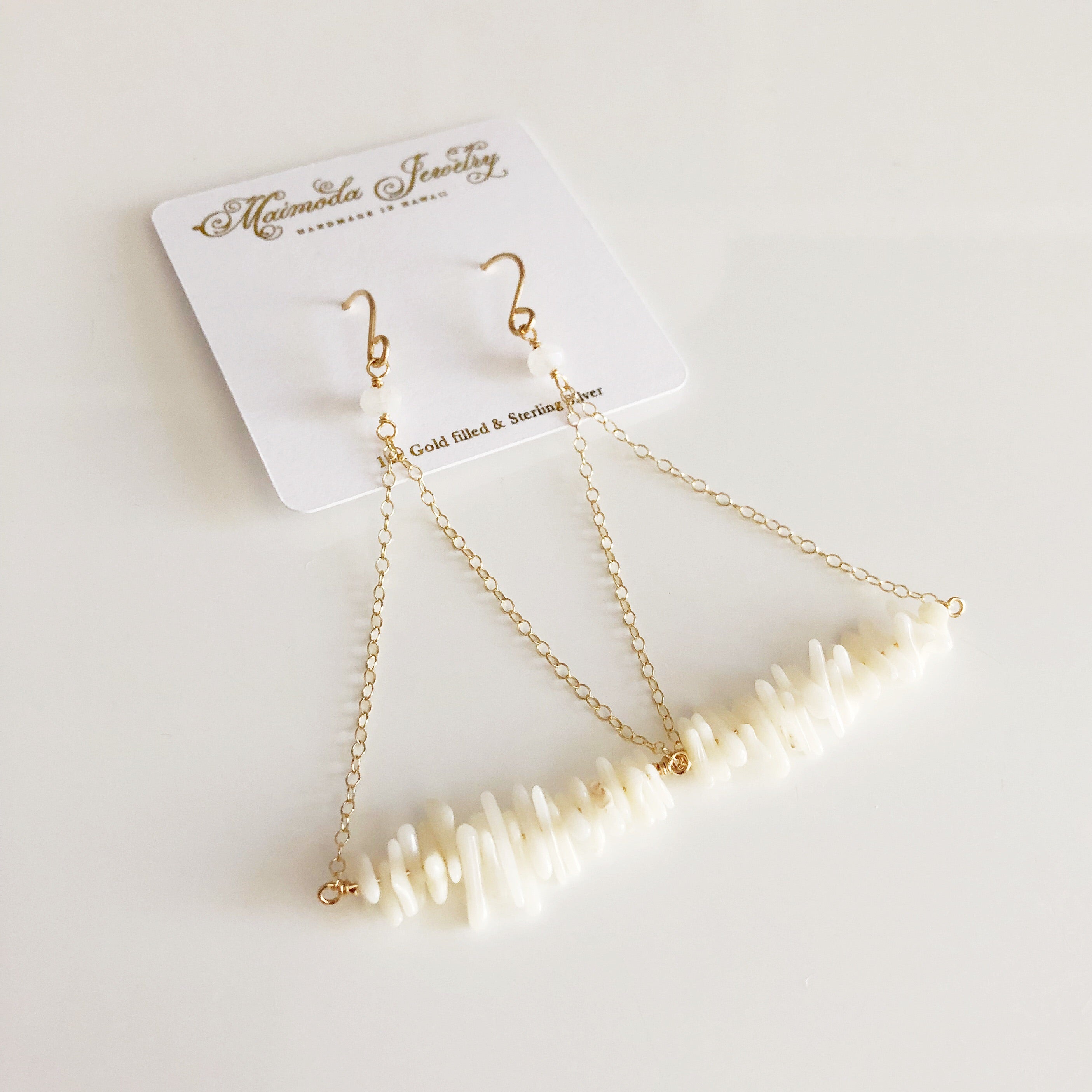 Riko White Coral Branch Earrings (E130) - Elegant Handmade Jewelry for Women, Perfect for Weddings, Parties & Everyday Wear