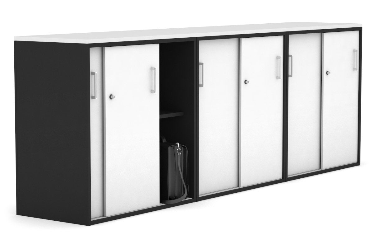 Modern 2400W x 900H x 450D Sliding Door Credenza for Office & Home - Medium Uniform Storage Cabinet with Smooth Gliding Doors - Perfect for Living Room, Bedroom or Entryway Organization