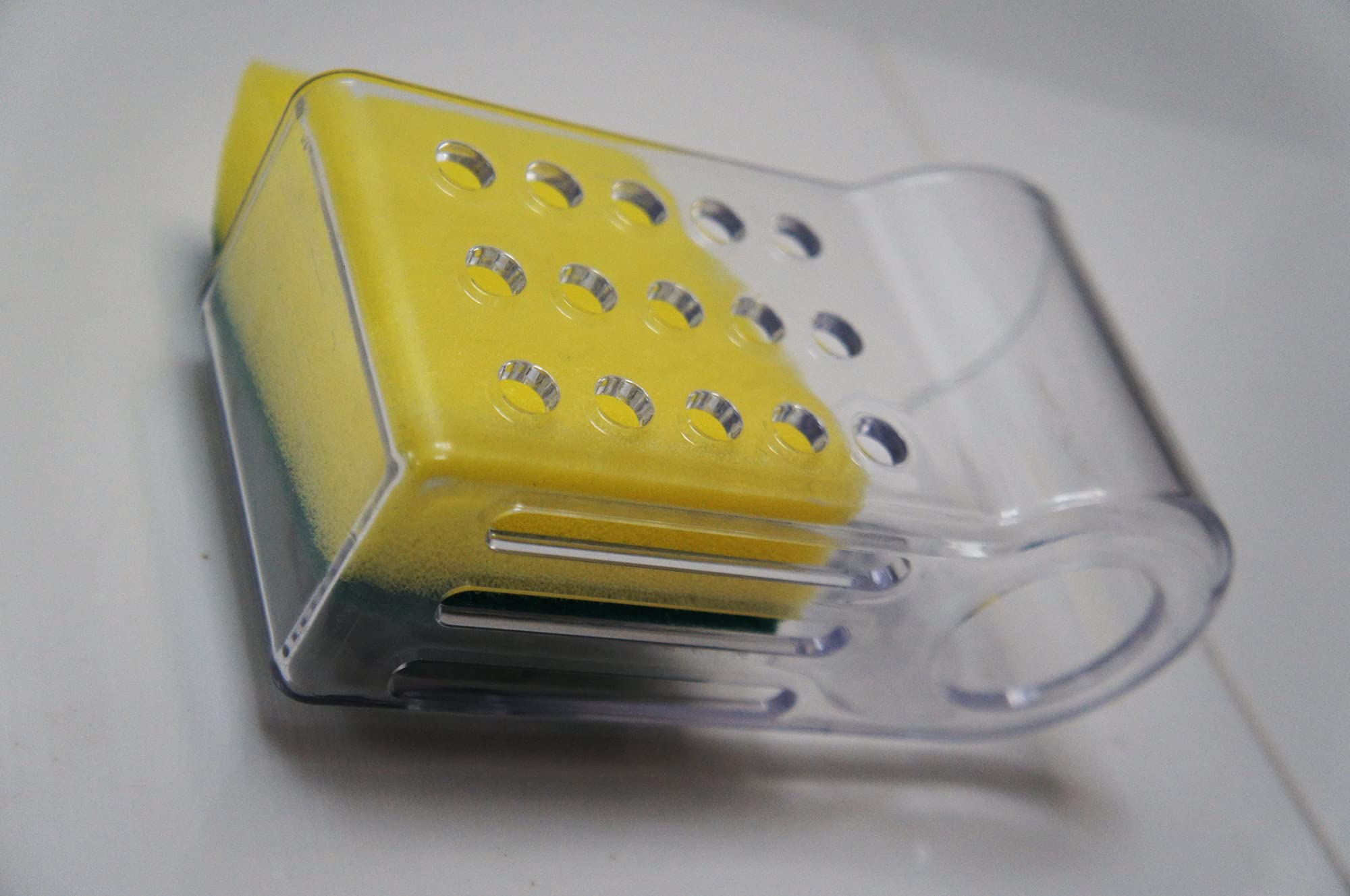 AMUONTY Clear Plastic Sponge Holder for Kitchen Sink - Suction Cup Sponge Caddy & Sink Organizer (5.7