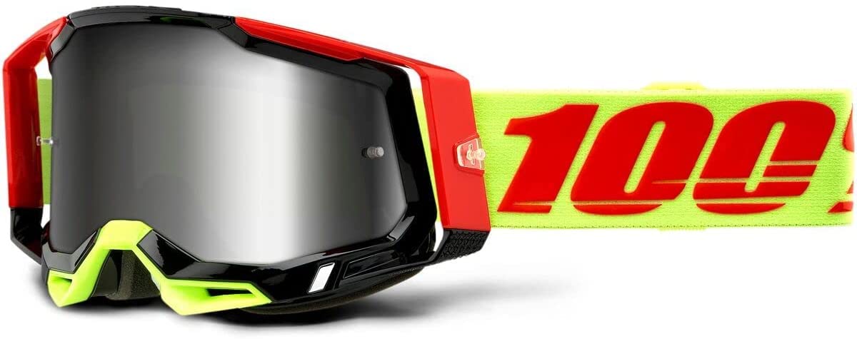 100% Racecraft 2 Adult Off-Road Motorcycle Goggles - Wiz/Flash Silver/One Size | Dirt Bike, ATV & MX Riding Protective Eyewear for Men & Women | UV Protection & Anti-Fog Lens