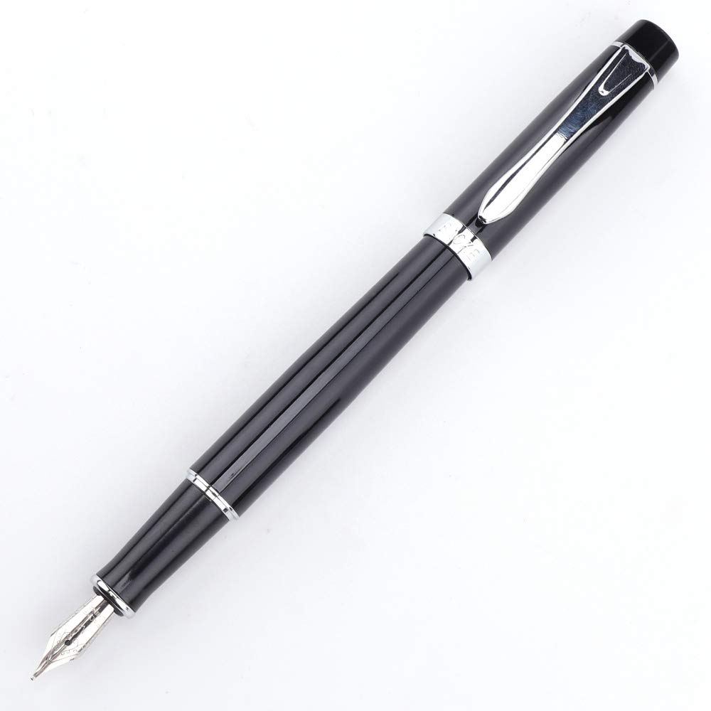 Premium Refillable Black Fountain Pen with Fine Nib - Luxury Business Writing Pen for Men (Gift Box Included) - Ideal for Office Use, Professional Signatures & Elegant Gift Giving