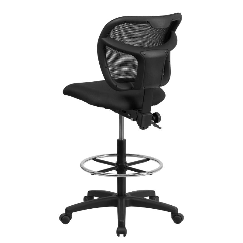 Ergonomic FLASH Mid Back Black Mesh Drafting Chair - Adjustable Height & Arms for Office, Home, Gaming - Perfect for Architects, Artists & Long Work Sessions