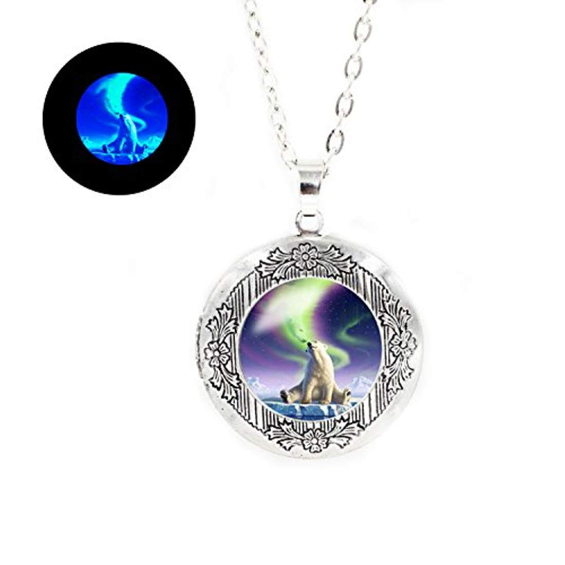 Laco 1925 Glow in the Dark Polar Bear Necklace - Cute Animal Jewelry with Bear Charm - Personalized Locket Pendant for Women & Girls - Perfect Gift for Birthday, Christmas, Anniversary - Wear to Parties, Dates or as Everyday Fashion Accessory