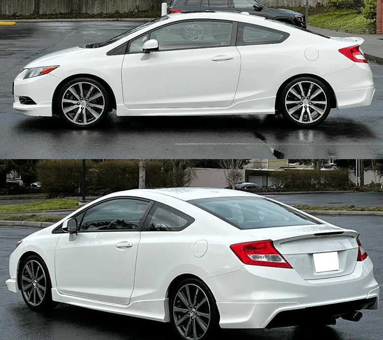 2012-2015 Honda Civic Coupe Side Skirt - HFP/HF Style Unpainted Black ABS Plastic Body Kit - Perfect for Car Enthusiasts & Street Racing Upgrades