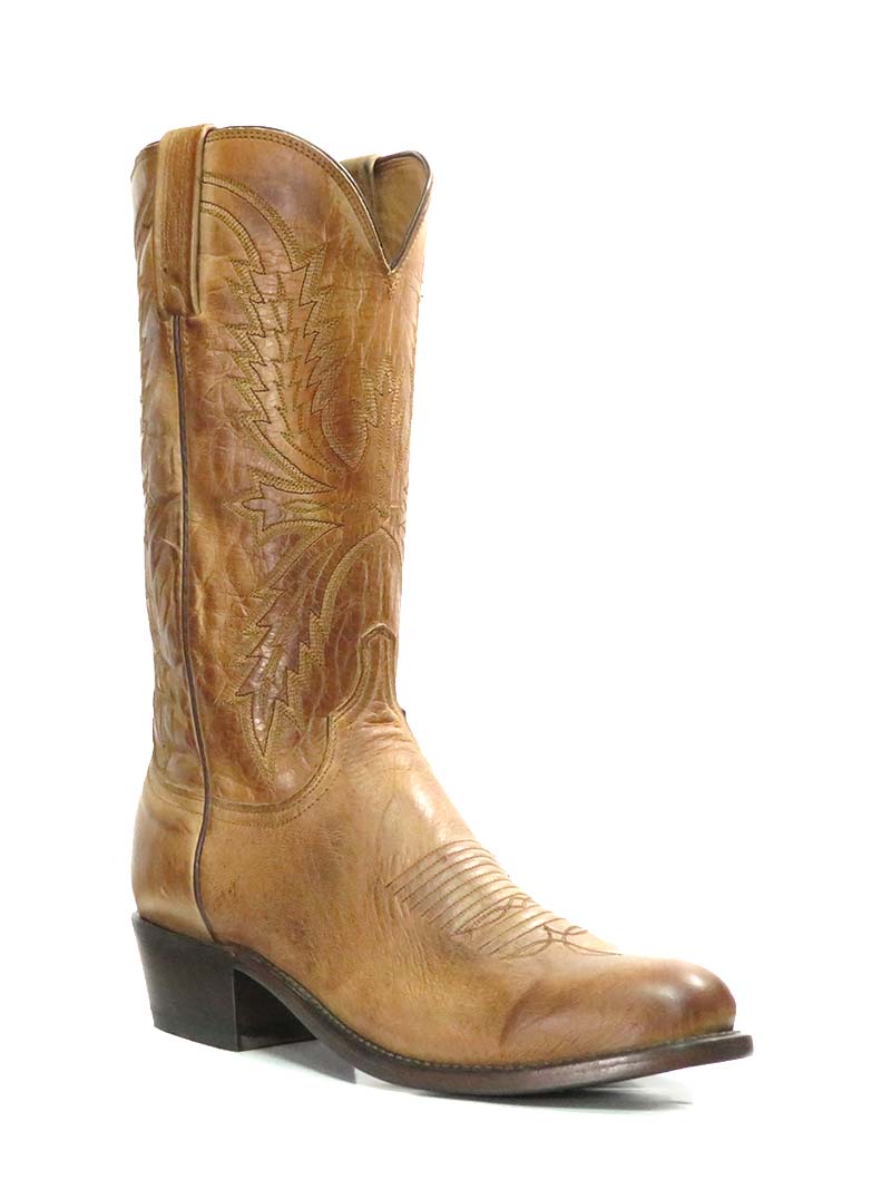 Lucchese N1547.R4 Men's Crayton Burnished Mad Goat Cowboy Boots in Tan - Perfect for Western Rides, Country Music Festivals & Ranch Work