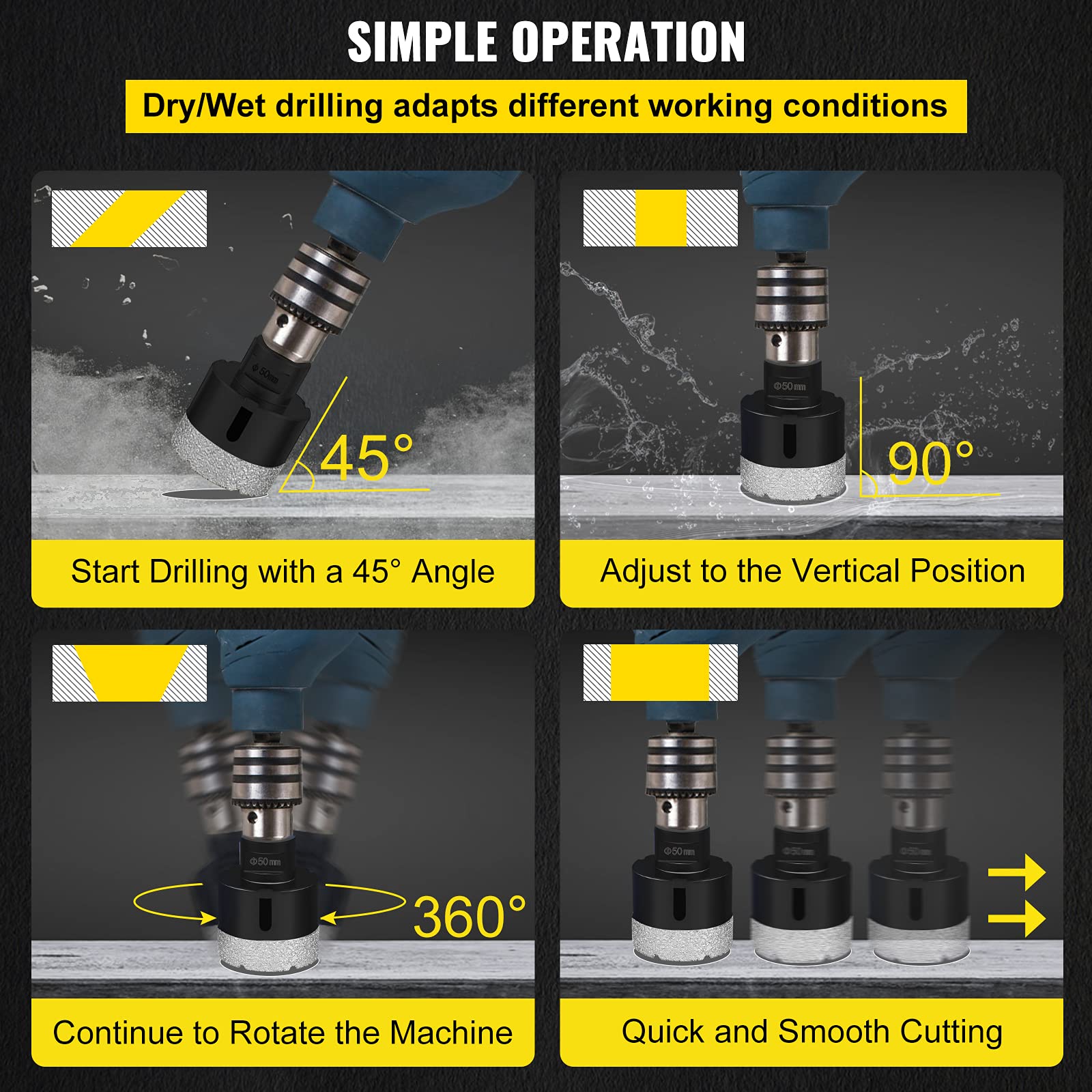 VEVOR 8PCS Diamond Hole Saw Kit (3/4