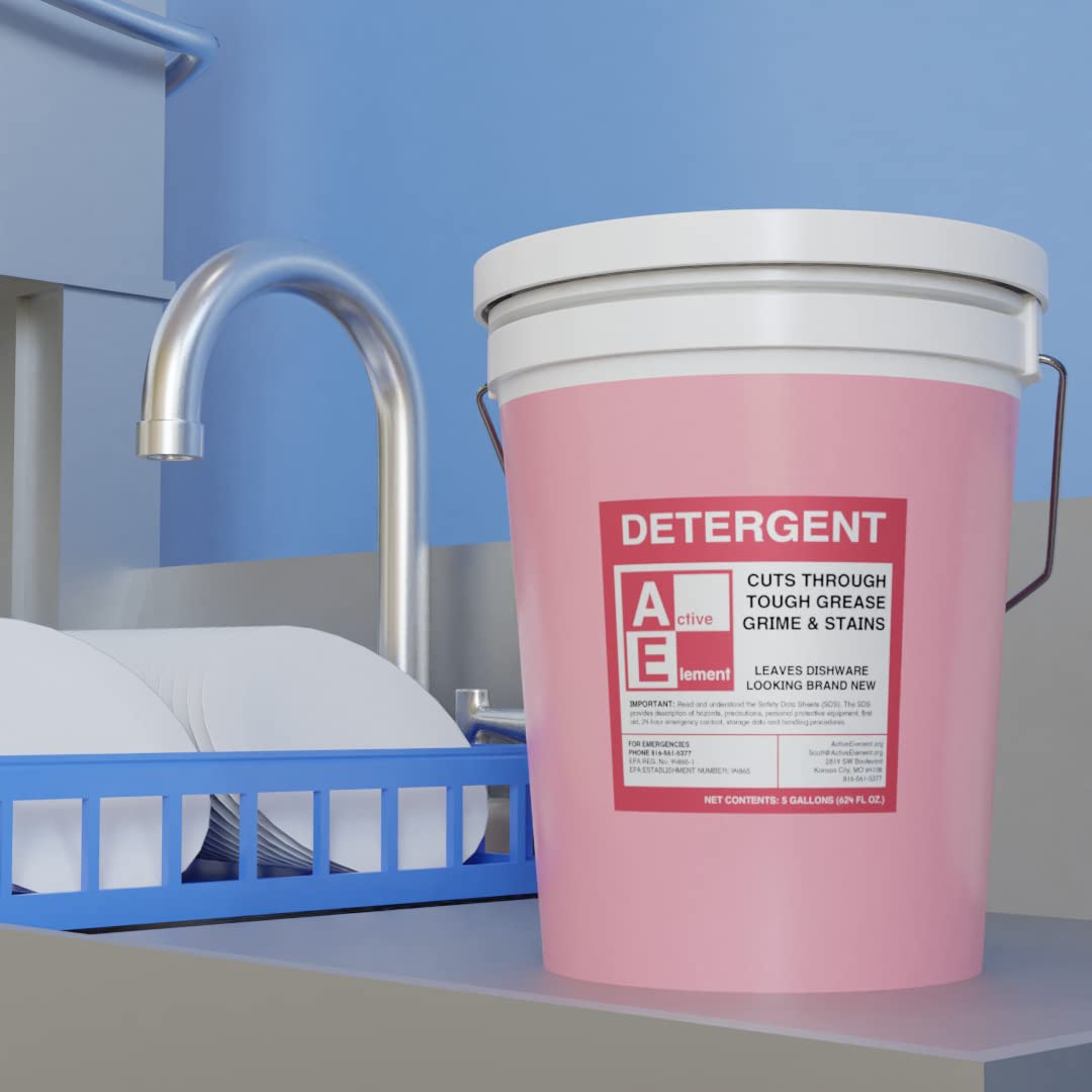Commercial Dishwasher Detergent - 12 Pack 5-Gallon Pails - Heavy-Duty Dish Soap for High & Low Temp Machines - Restaurant, Hotel & Catering Use