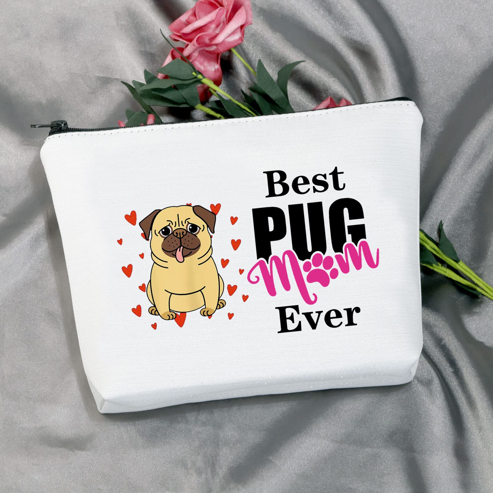 MYOSPARK Pug Dog Cosmetic Bag - Cute Pug Mom Makeup Travel Toiletry Organizer Pouch for Women | Perfect Gift for Pug Lovers & Owners | Great for Travel, Gym, and Daily Beauty Storage