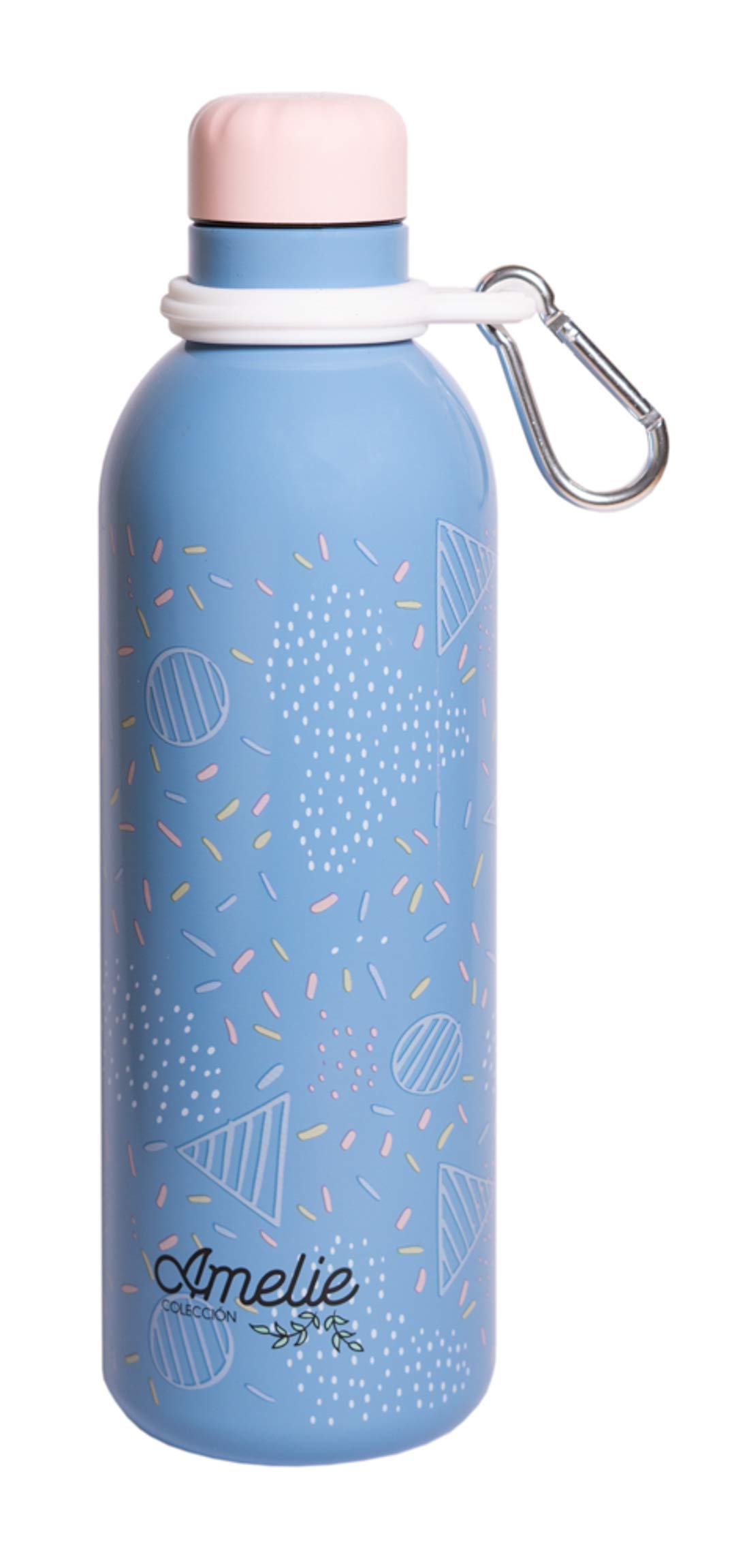 Grupo Erik Official 500ml / 17OZ Stainless Steel Vacuum Insulated Water Bottle - Double Wall Reusable Sports Bottle with Carabiner, BPA Free, Kawaii Design (Amelie) - Perfect for Gym, Hiking, School & Outdoor Activities
