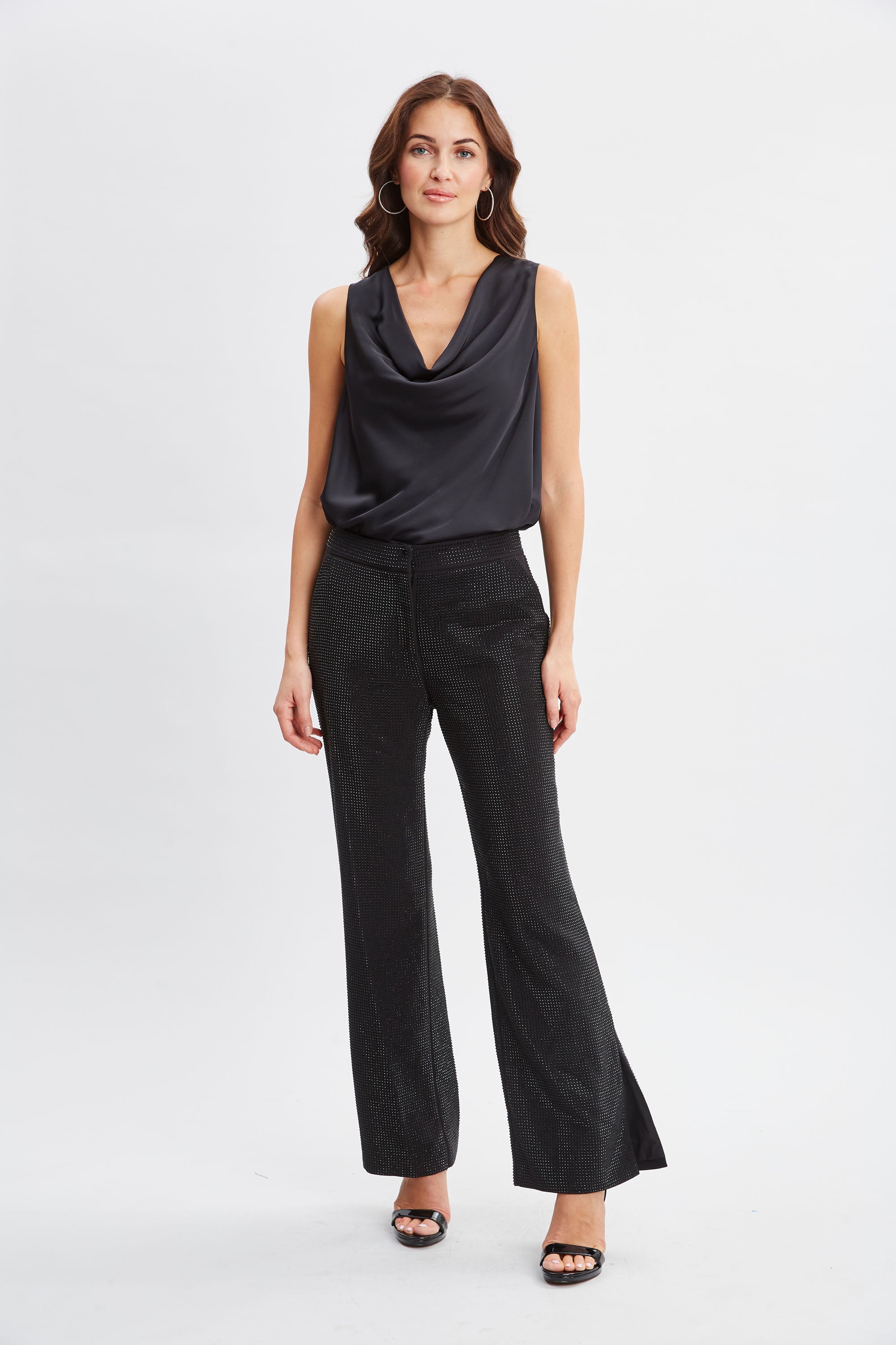 Silk Satin Cowl Neck Blouse for Women - Elegant Long Sleeve Tops for Work & Evening Wear