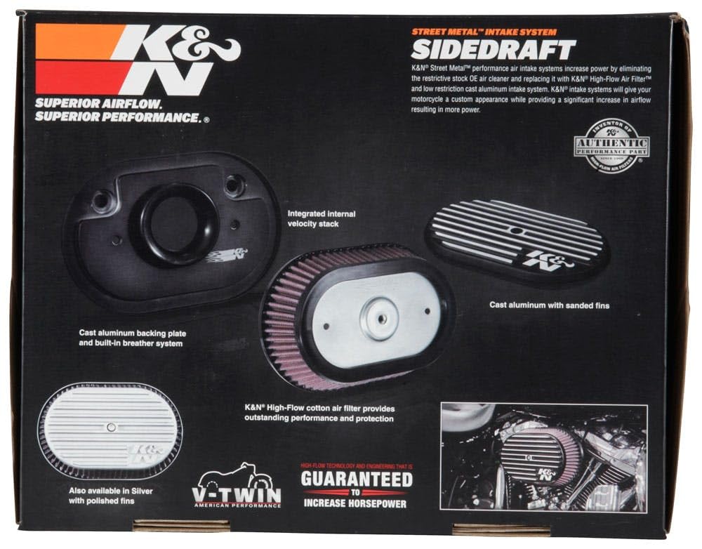 K&N RK-3952S High-Performance Air Intake System for Harley Davidson Motorcycles - 1 Pack - Improves Engine Power & Fuel Efficiency for Cruiser Bikes