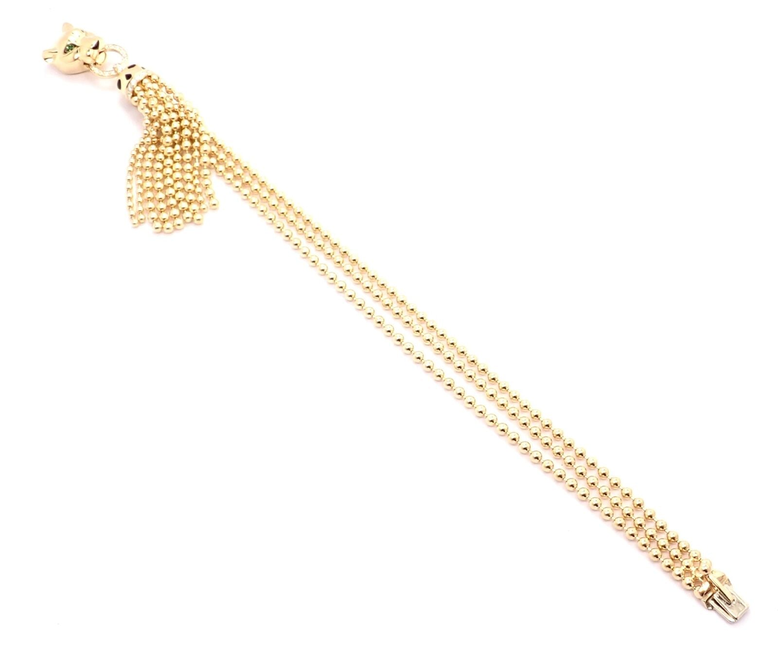 Authentic Cartier Panthere Bracelet 18k Yellow Gold with Diamonds & Tsavorite - Luxury Jewelry for Women, Perfect for Gifts & Special Occasions