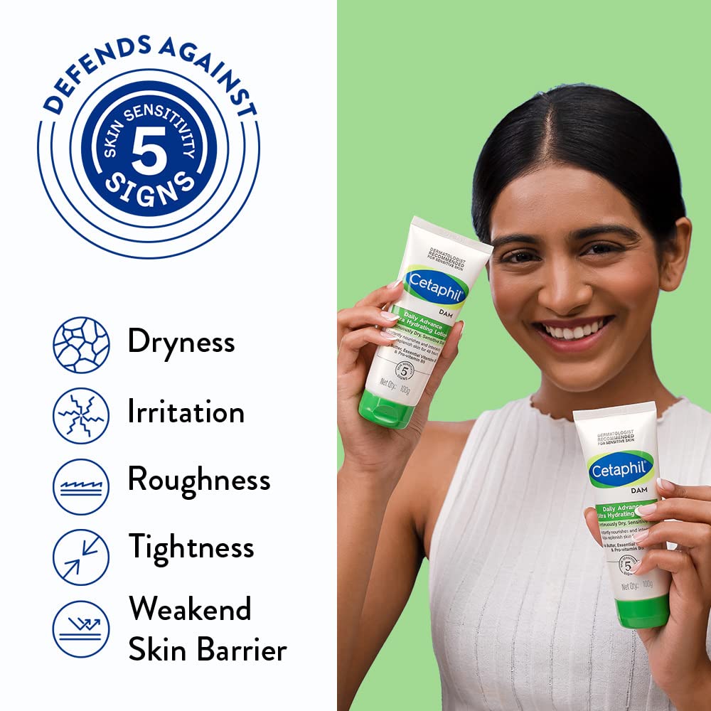 Cetaphil Daily Advance Ultra Hydrating Lotion for Dry & Sensitive Skin - Long Lasting Face & Body Moisturizer - 3.5 oz (100g) - Ideal for Daily Skincare Routine & Winter Hydration