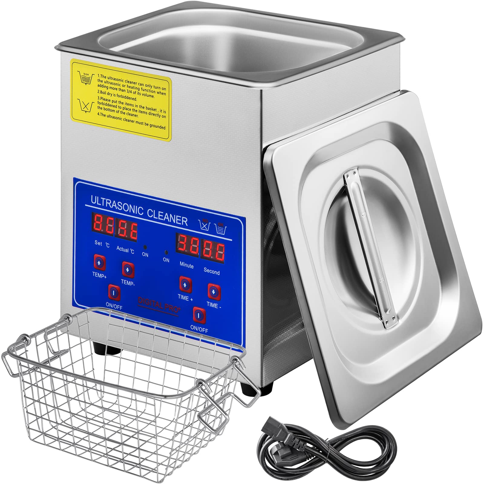 Mophorn 2L Ultrasonic Cleaner for Jewelry, Eyeglasses, Watches - Digital Timer, Stainless Steel Basket - Perfect for Home, Commercial & Industrial Use