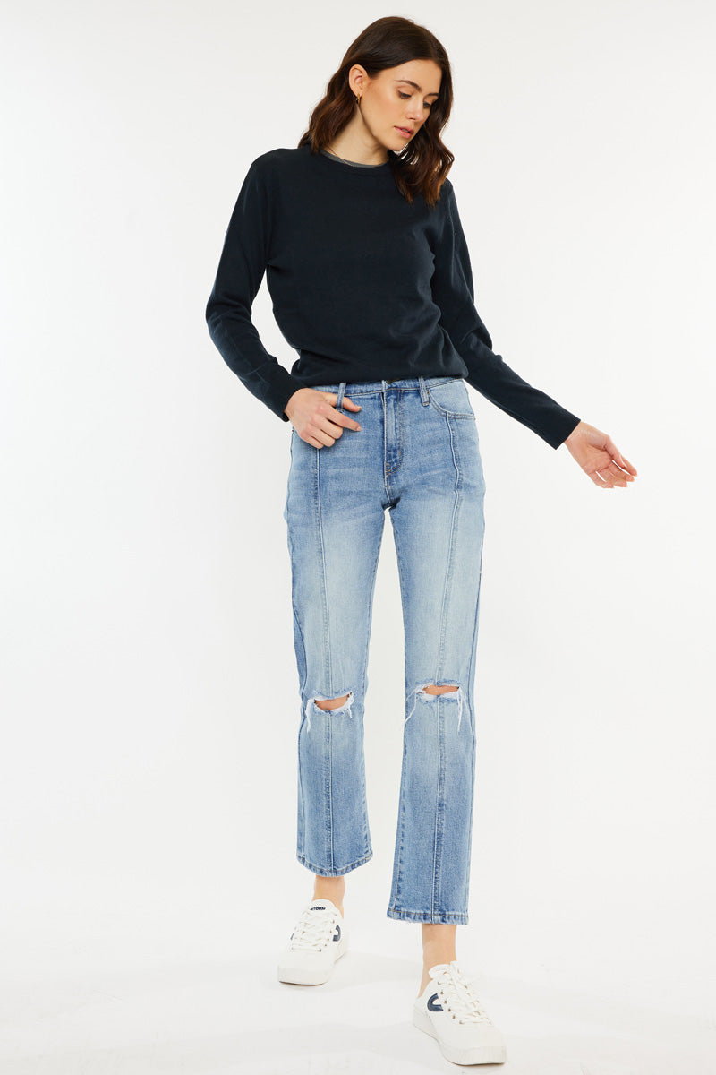 Marley High Rise Slim Straight Leg Jeans for Women - Comfortable Stretch Denim Pants - Perfect for Casual Wear, Office & Date Nights