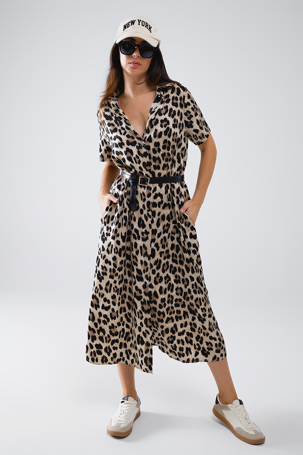 Leopard Print Short Sleeve Midi Robe with Belt - Perfect for Beach Cover-Up, Loungewear & Summer Vacation Outfits