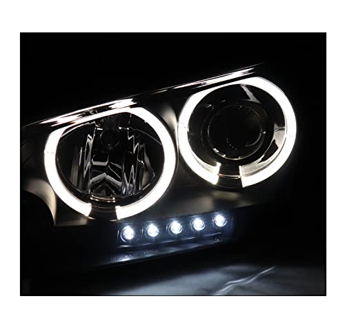 LED Halo Projector Headlights - Black/Smoke - Compatible with 2006-2010 Dodge Charger | High-Performance Car Lighting for Night Driving & Custom Styling