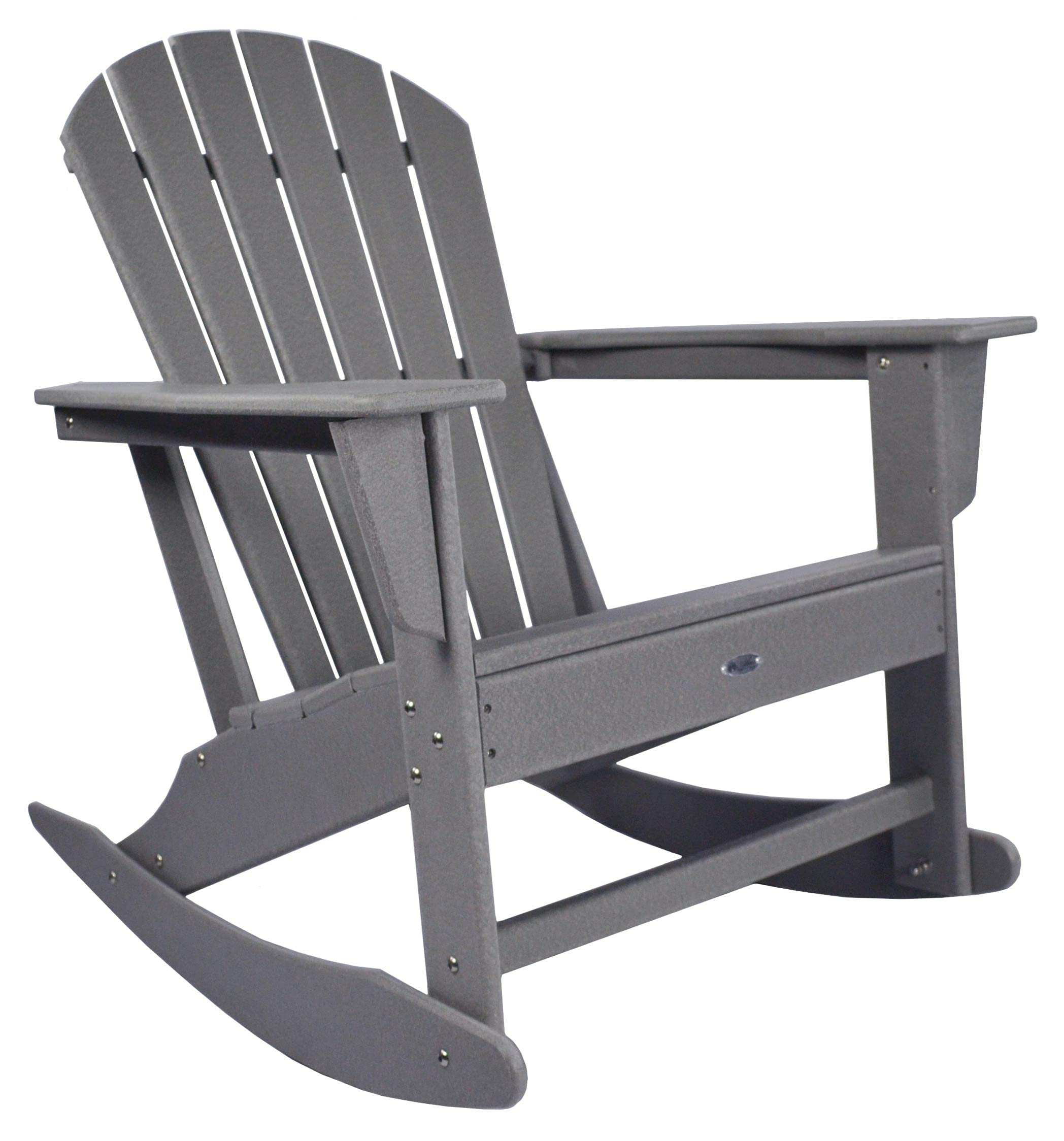 Atlas Patio Furniture - Surf City Poly Adirondack Rocking Chair for Outdoor, Grey - Perfect for Porch, Garden, Deck & Backyard Relaxation