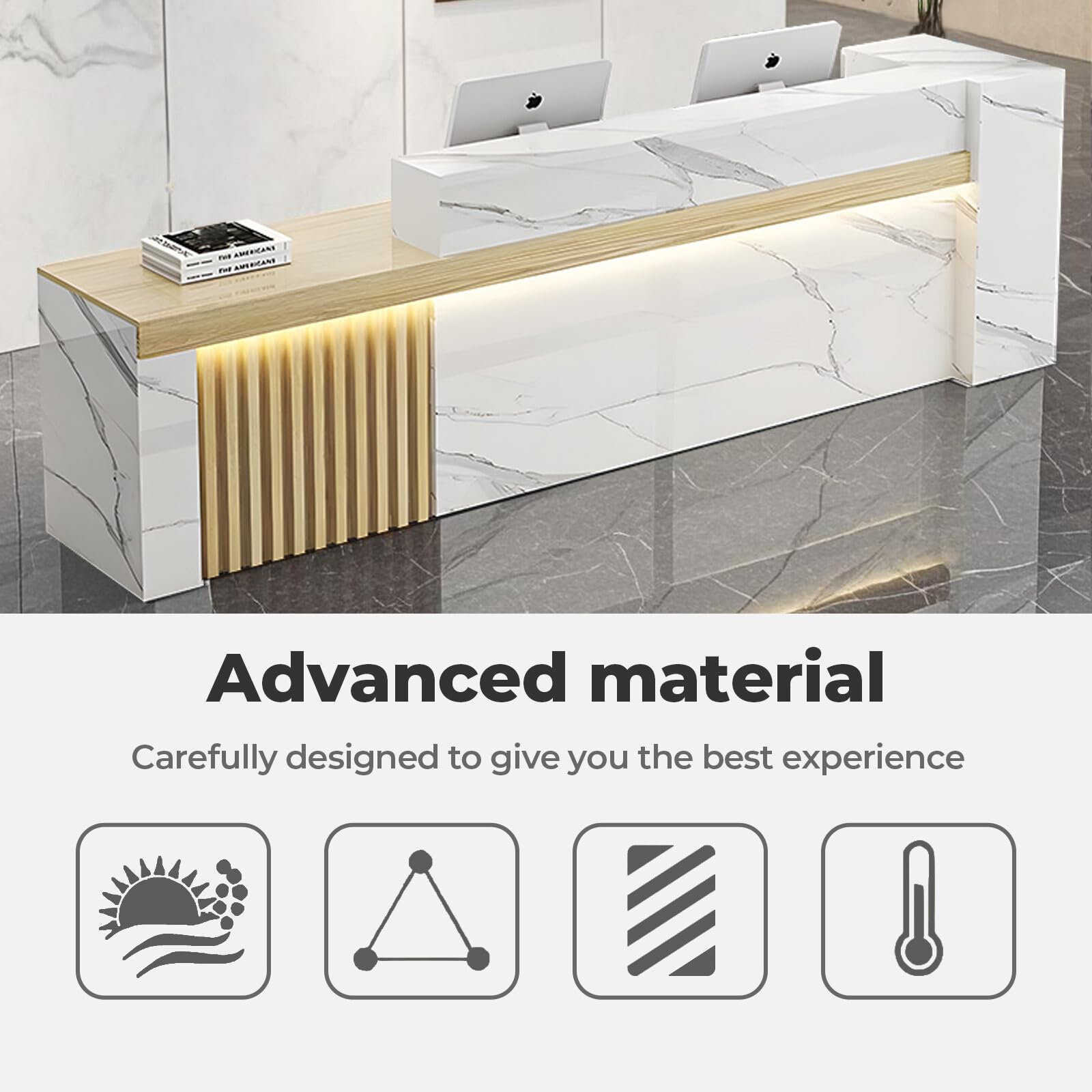 Modern Reception Desk with Shelf & Lockable Drawers - 87
