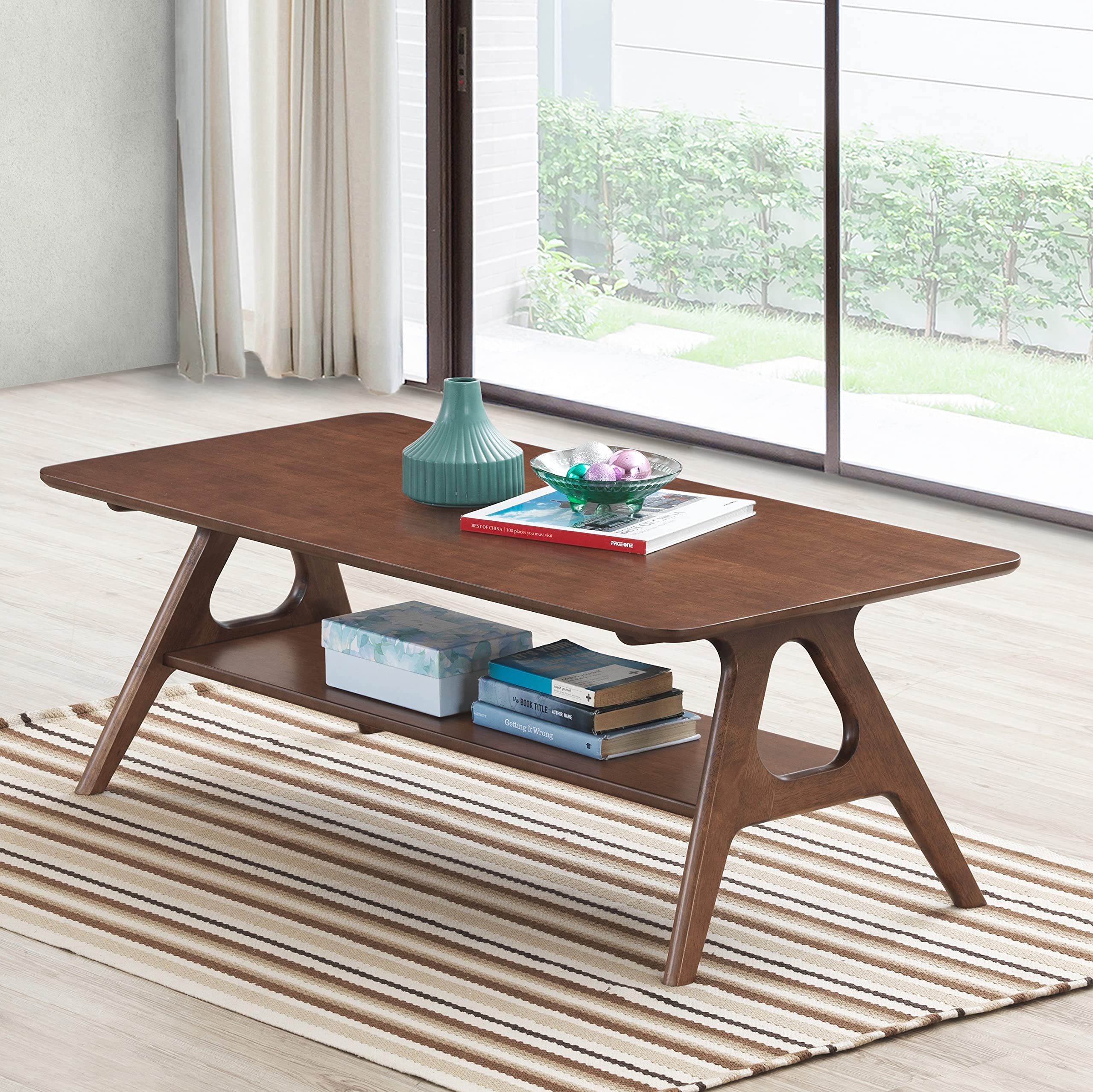Mid-Century Modern Wood Coffee Table with Shelf - Stylish Living Room Furniture for Home Decor | Perfect for Small Spaces & Entertaining