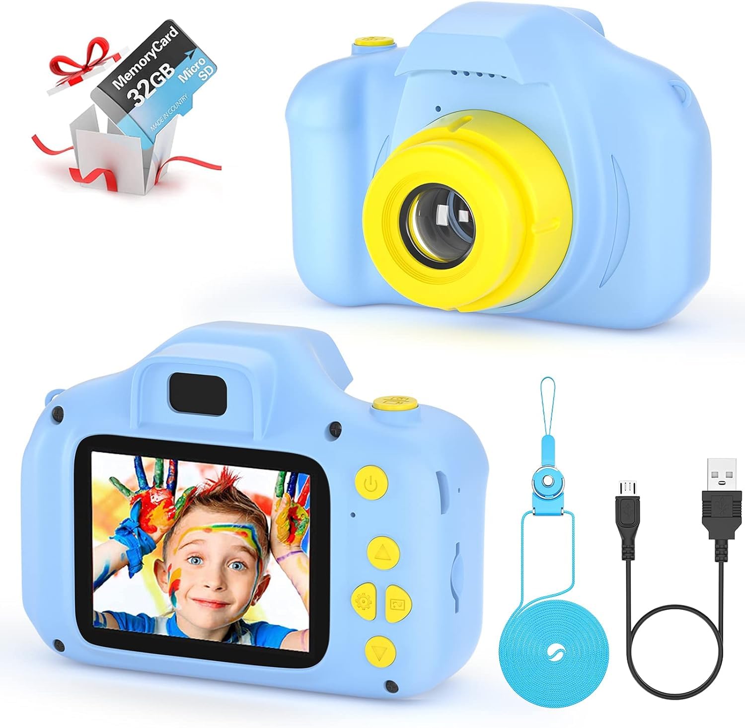 **Best Kids Digital Camera for 3-10 Year Old Boys & Girls - 1080P HD 2-Inch Screen, 32GB SD Card Included - Perfect Birthday Gift & Travel Toy for Toddlers (Blue)**