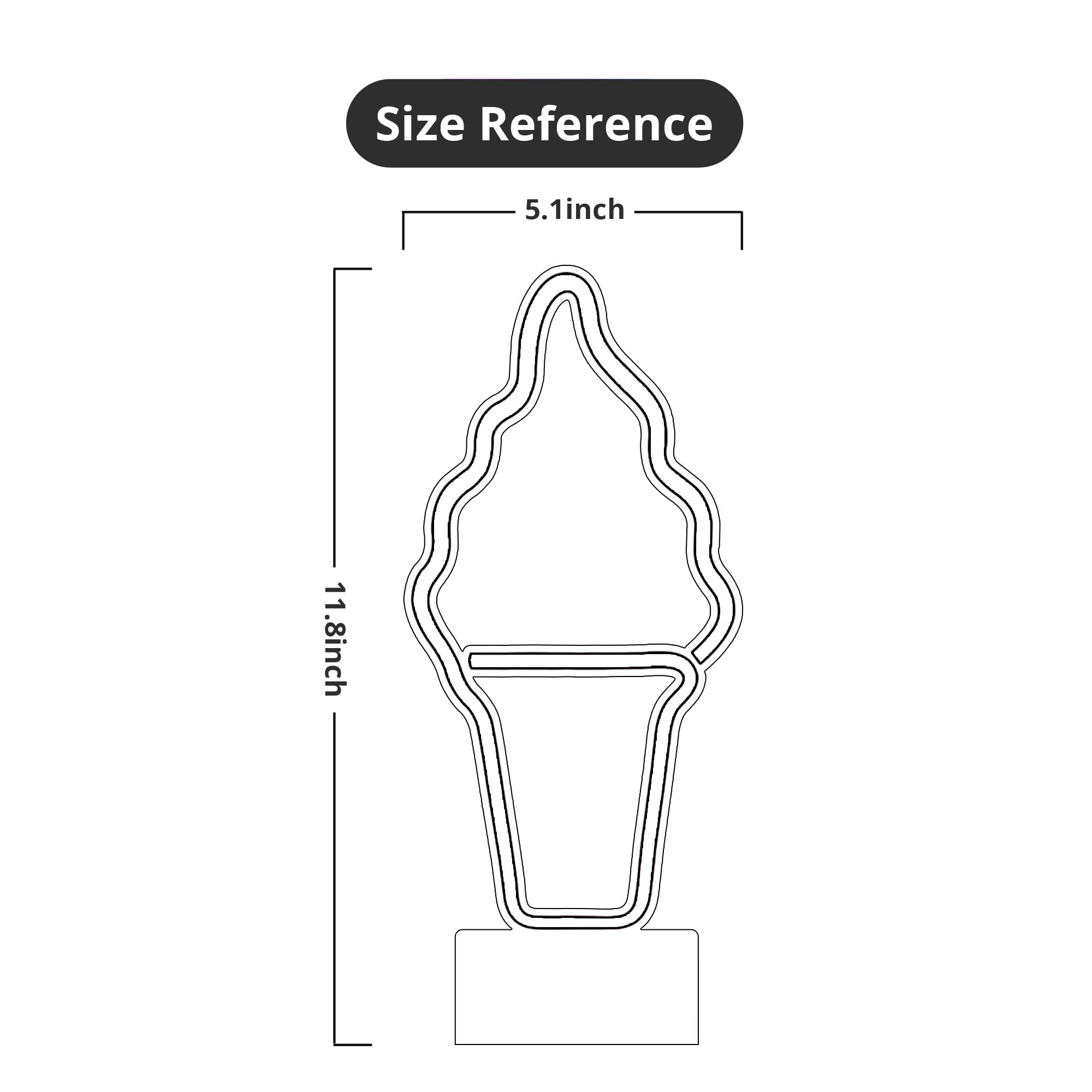 Lumoonosity Ice Cream Neon Sign - Battery/USB Powered Ice Cream Shaped Night Light for Bedroom, Kitchen, Cafe Decor - Pink & Yellow Ice Cream Cone LED Light with Stand - Perfect for Parties, Home Decor, and Ice Cream Shop Displays