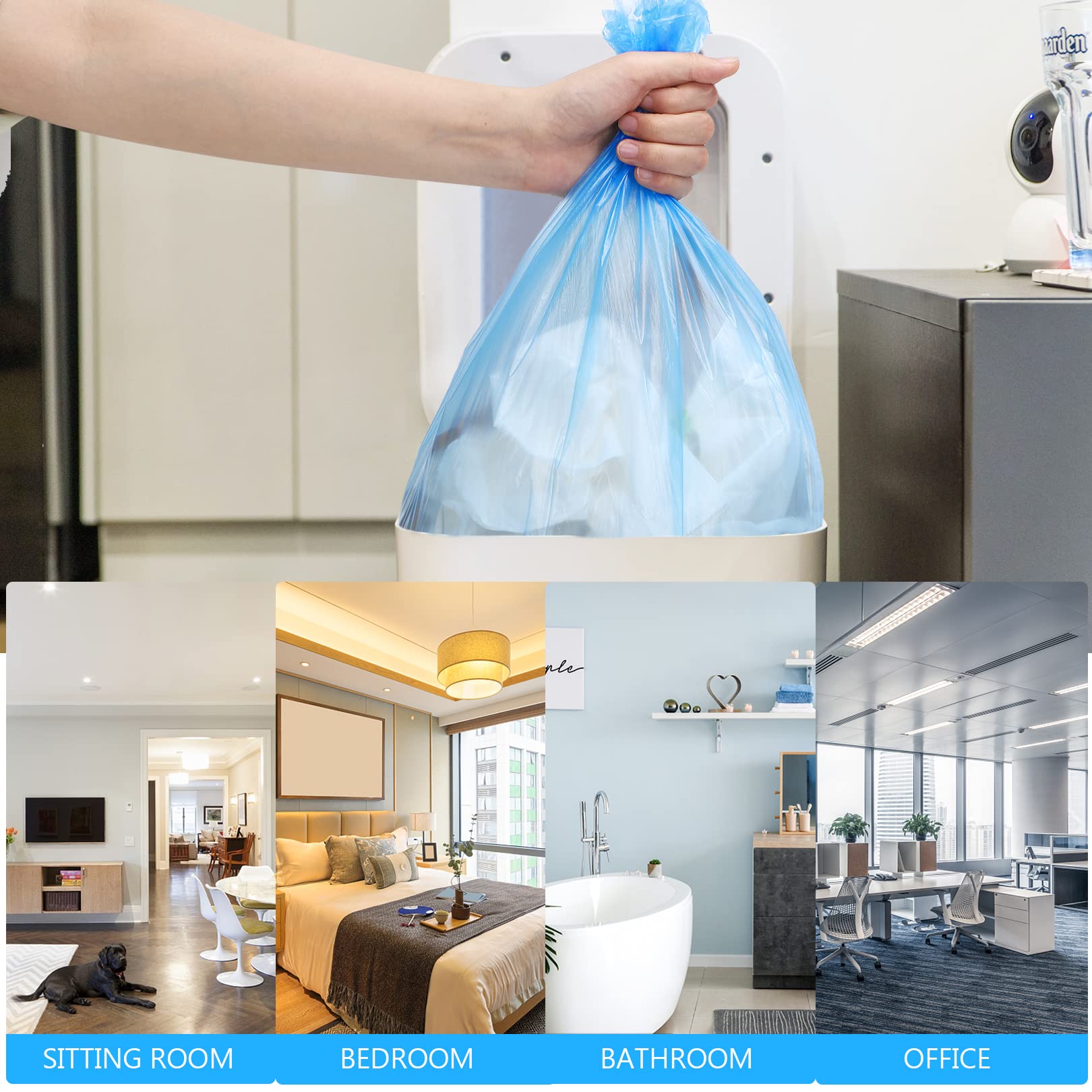 4 Gallon Small Trash Bags - 90 Count Unscented Bathroom Garbage Bags | 15L Bin Liners for Bathroom, Bedroom, Office & Kitchen Waste | Perfect for Small Trash Cans, Diaper Pails & Desk Side Bins
