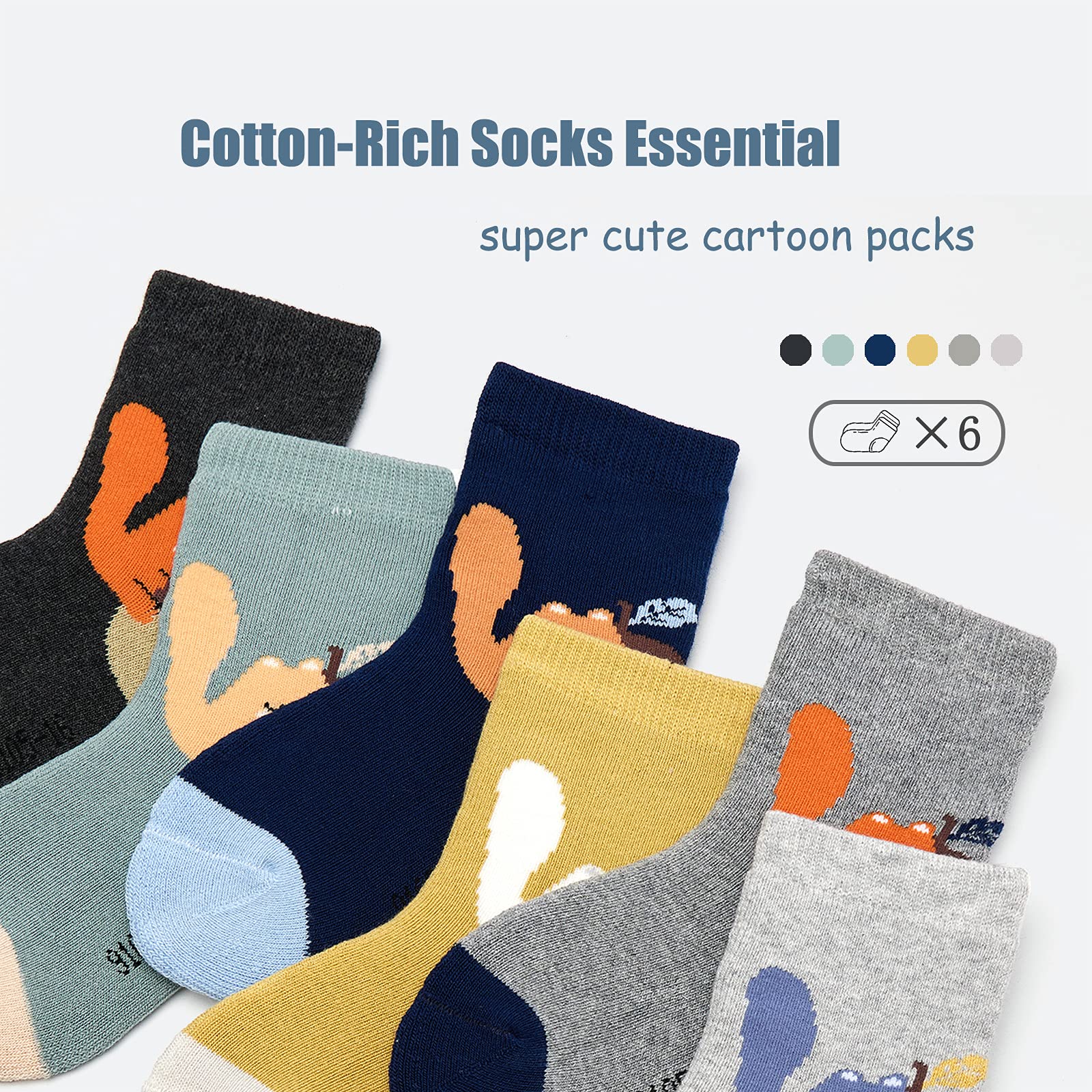 Boys Winter Socks 6-Pack - Warm Thermal Crew Socks for Kids - Perfect for Snow & Cold Weather