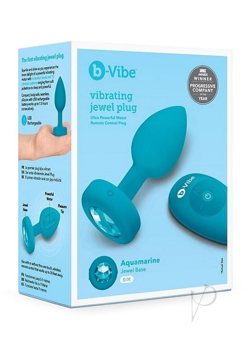 B Vibe Rechargeable Vibrating Anal Plug with Remote Control - Small/Medium Teal Silicone Jewel Butt Plug for Couples & Solo Play - Perfect for Foreplay, Spicing Up Relationships & Sensual Exploration