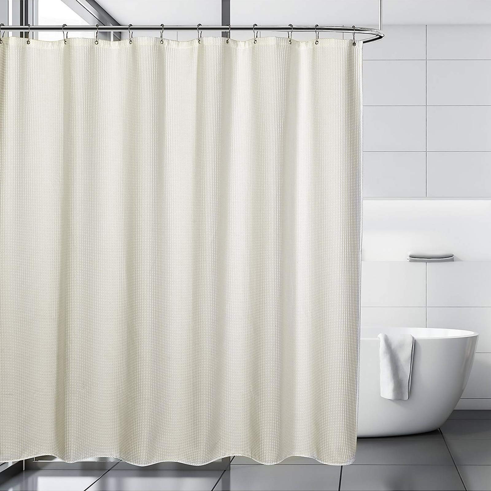 72 x 72 Inch Waffle Weave Shower Curtain - Heavy Duty Hotel Quality Bathroom Fabric in Cream | Perfect for Spa-Like Bathrooms & Luxury Home Decor