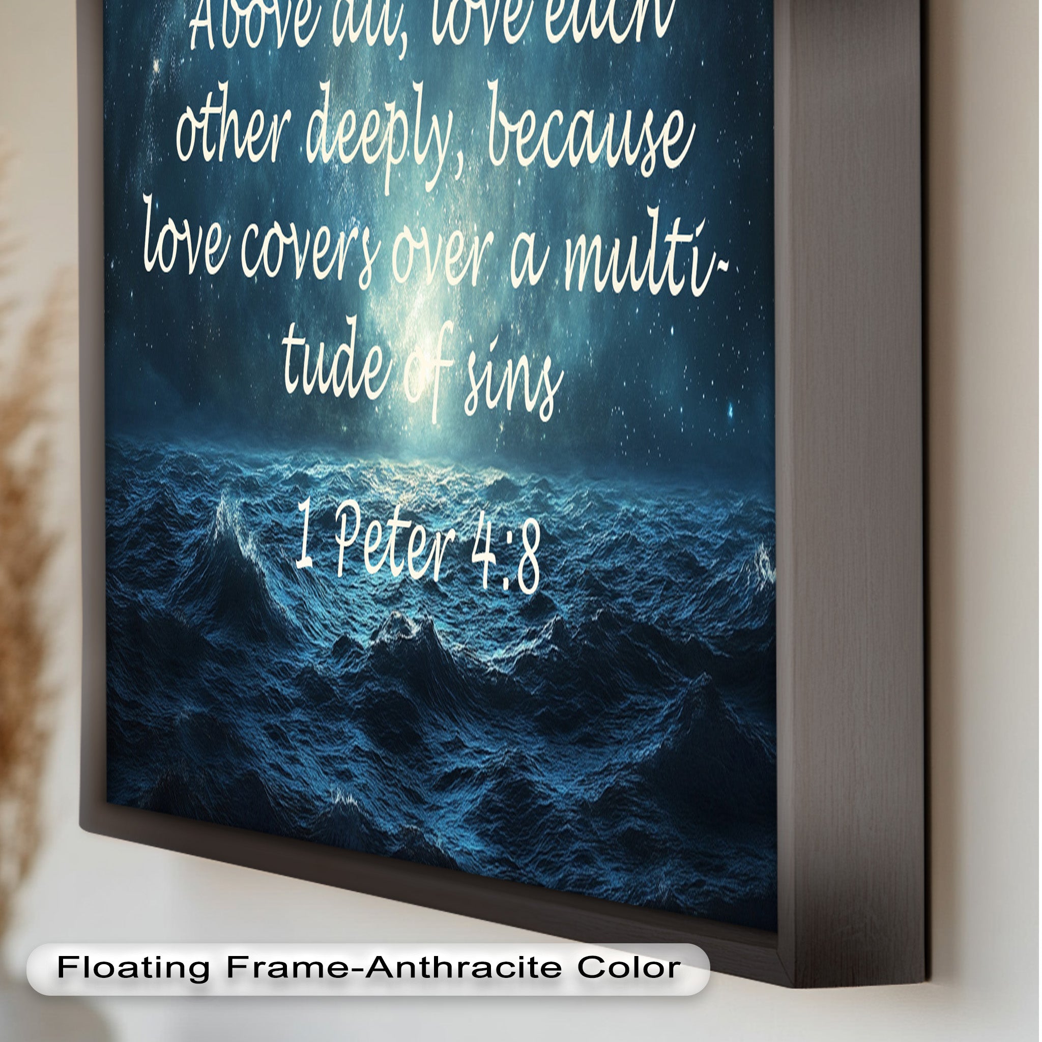 1 Peter 4:8 Love and Forgiveness Bible Verse Oil Painting - Christian Home Decor, Religious Wall Art, Gift for Baptism & Weddings