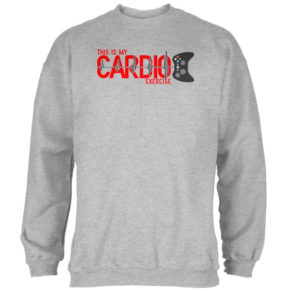 Old Glory My Cardio Exercise Game Controller Heartbeat Gen 3 Men's Heather Gray Sweatshirt 2XL - Perfect for Gaming, Workouts & Casual Wear