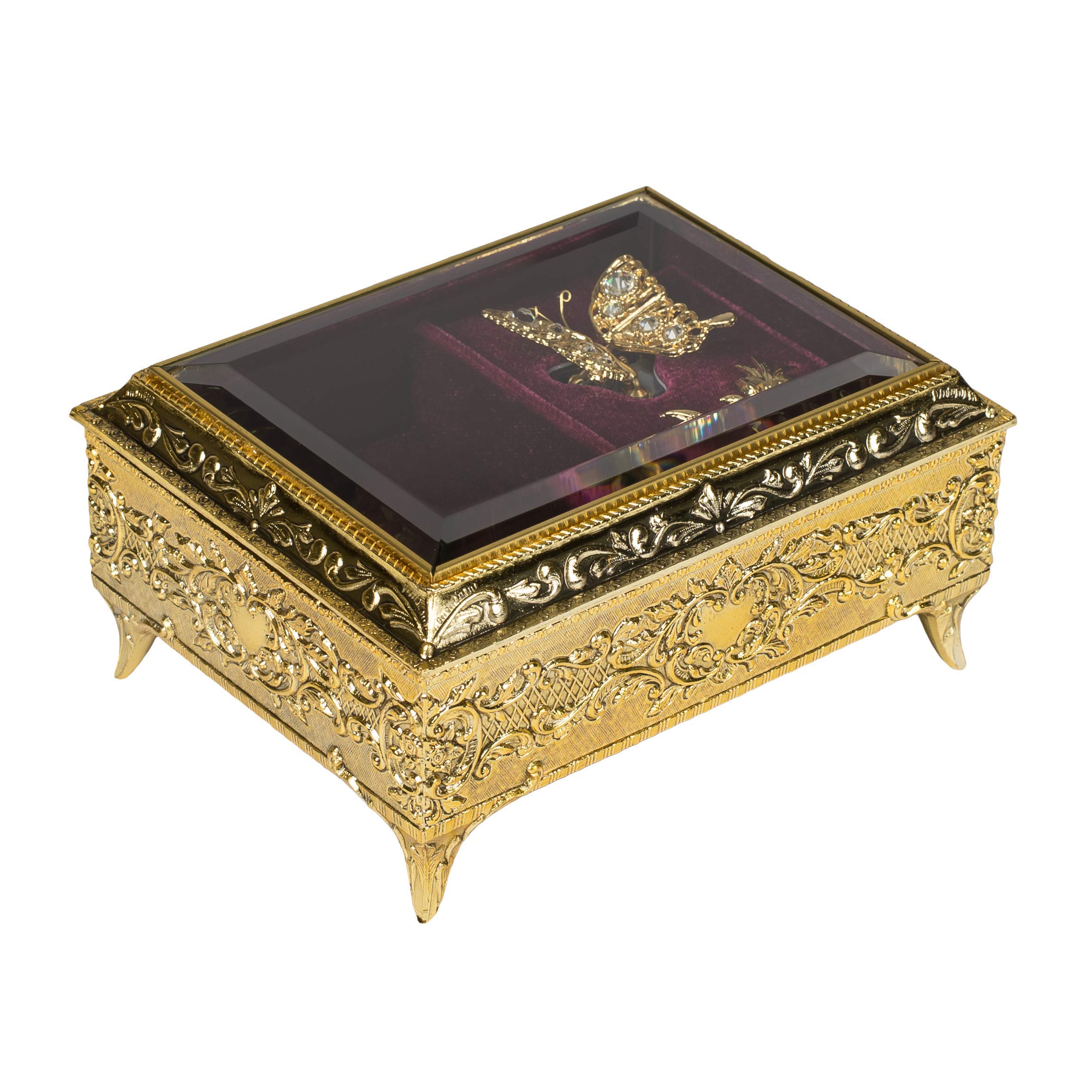 Swarovski Crystal Butterfly Music Jewelry Box - Clair De Lune Gift for Women