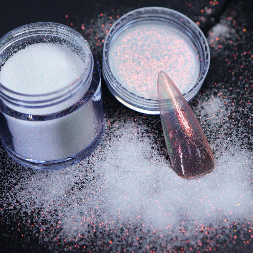 10g White Snowflake Glitter Nail Tips with Diamond Design - Acrylic Nail Glitter Sequins for Winter Nail Art, Party & Special Occasion Manicures