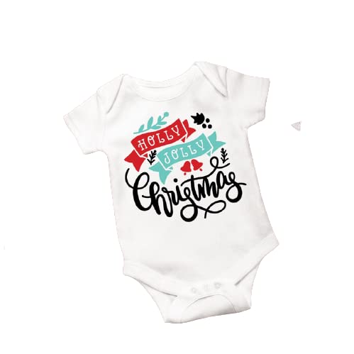 Christmas Holly Jolly Baby Onesie - Cute Infant Bodysuit for Holiday Photos & Pregnancy Announcement - Perfect for Newborn Christmas Outfits & Family Matching Pajamas