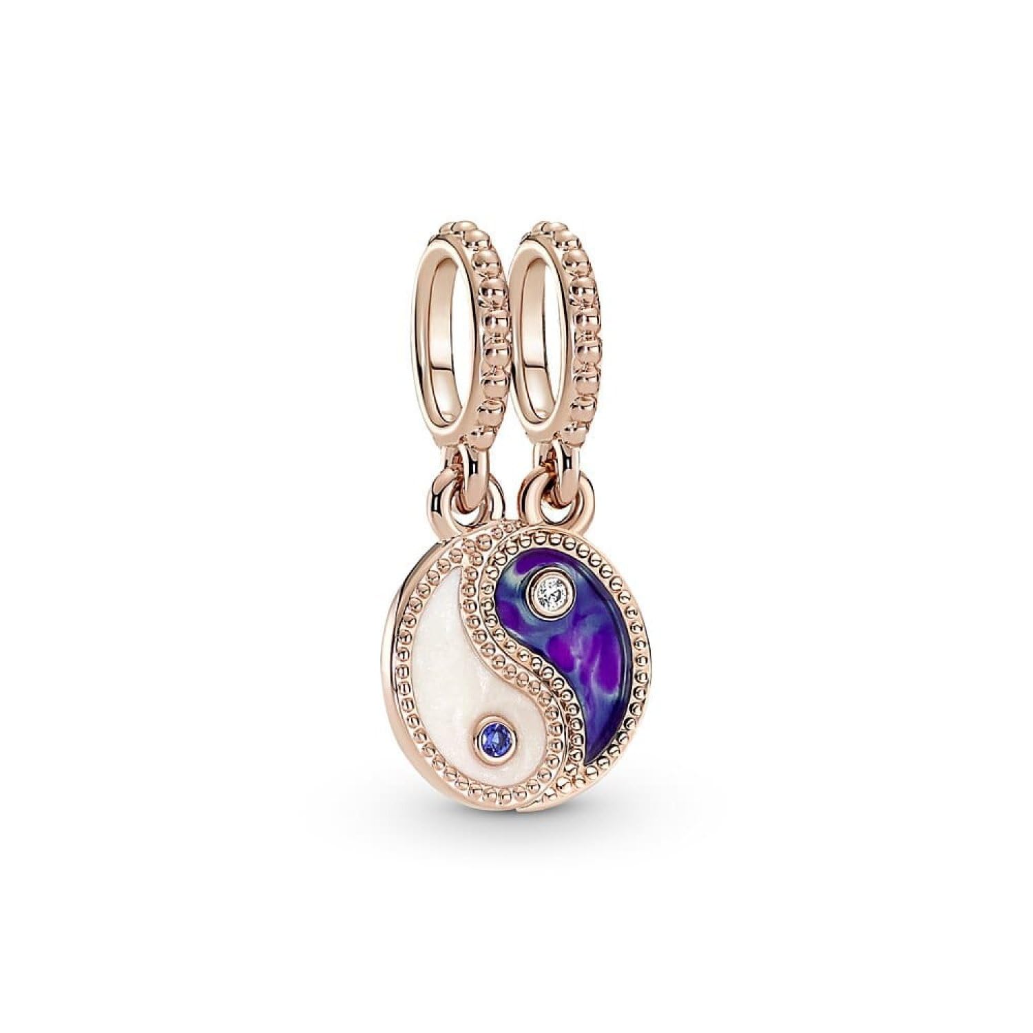 PANDORA Splittable Yin & Yang Sparkling Dangle Charm Bracelet - Rose Gold & Enamel Women's Jewelry Gift for Her | Perfect for Anniversaries, Birthdays & Special Occasions
