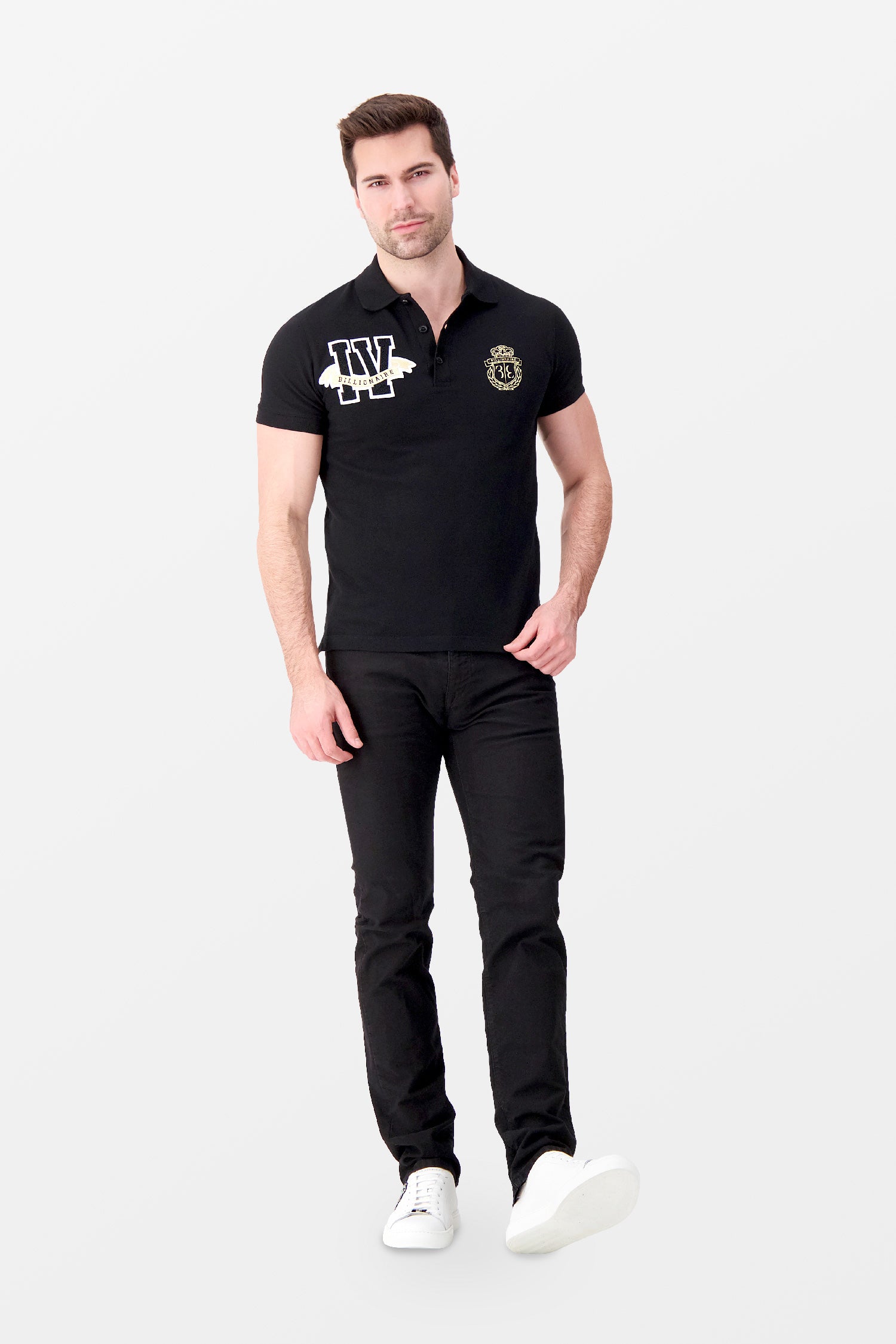 Billionaire Black SS Members Only Polo Shirt for Men - Premium Cotton Casual Wear for Clubs, Parties, and Street Fashion