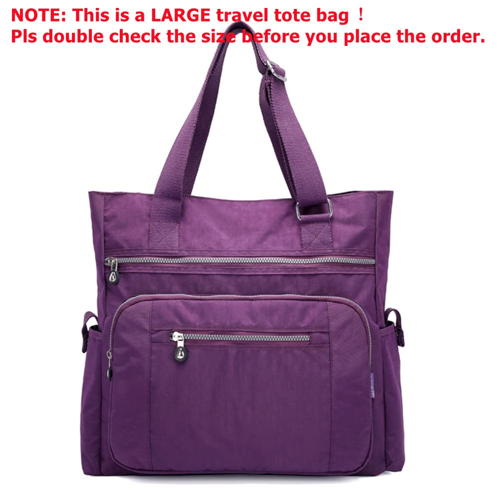Stylish Multi-Pocket Nylon Tote Bag for Women - Large Durable Shoulder Purse with Multiple Compartments - Perfect for Travel, Work, and Everyday Use