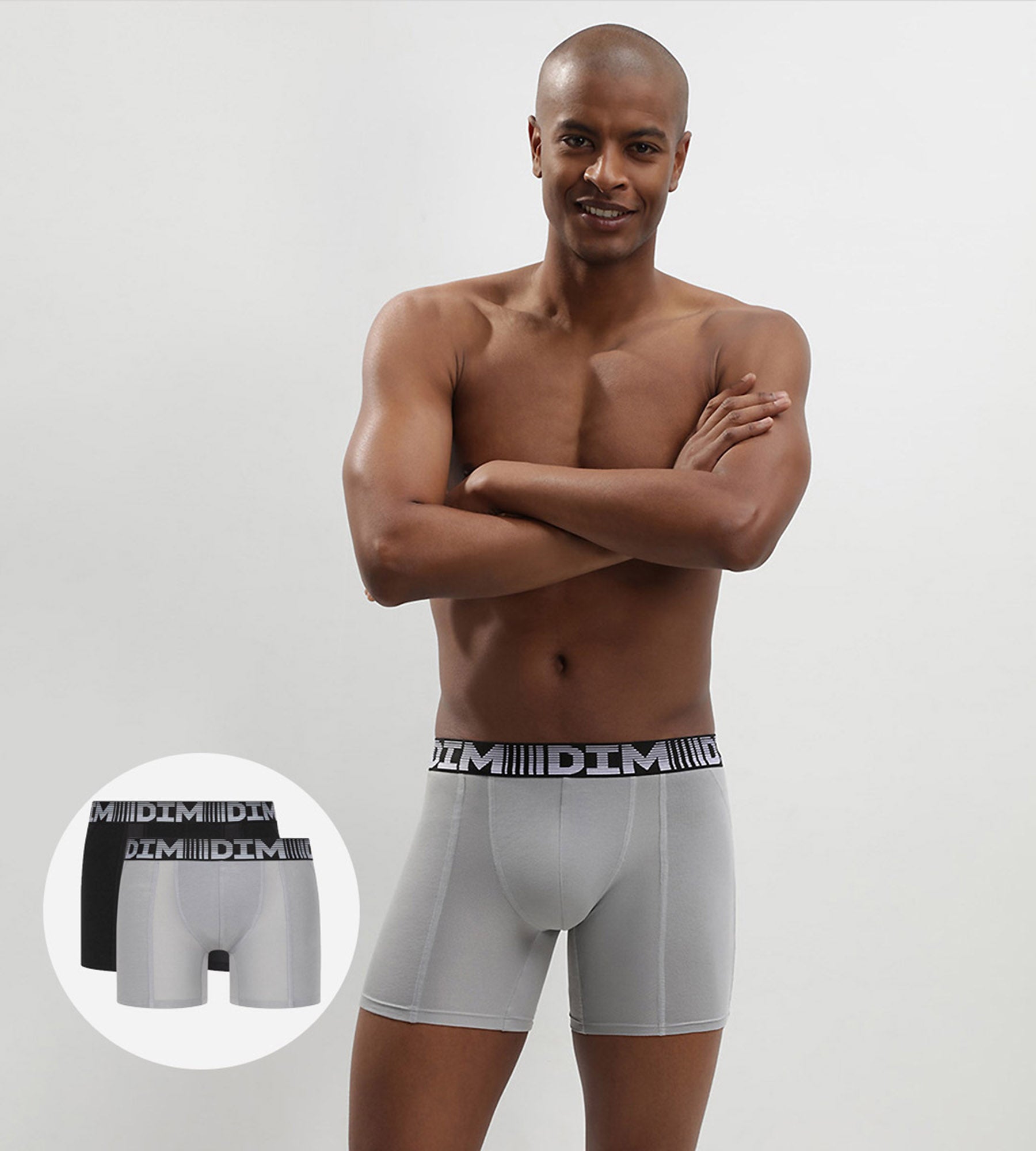 2 Pack Men's Breathable Long Boxer Briefs - Black & Gray 3D Flex Air Technology for All-Day Comfort - Perfect for Workouts, Travel & Everyday Wear