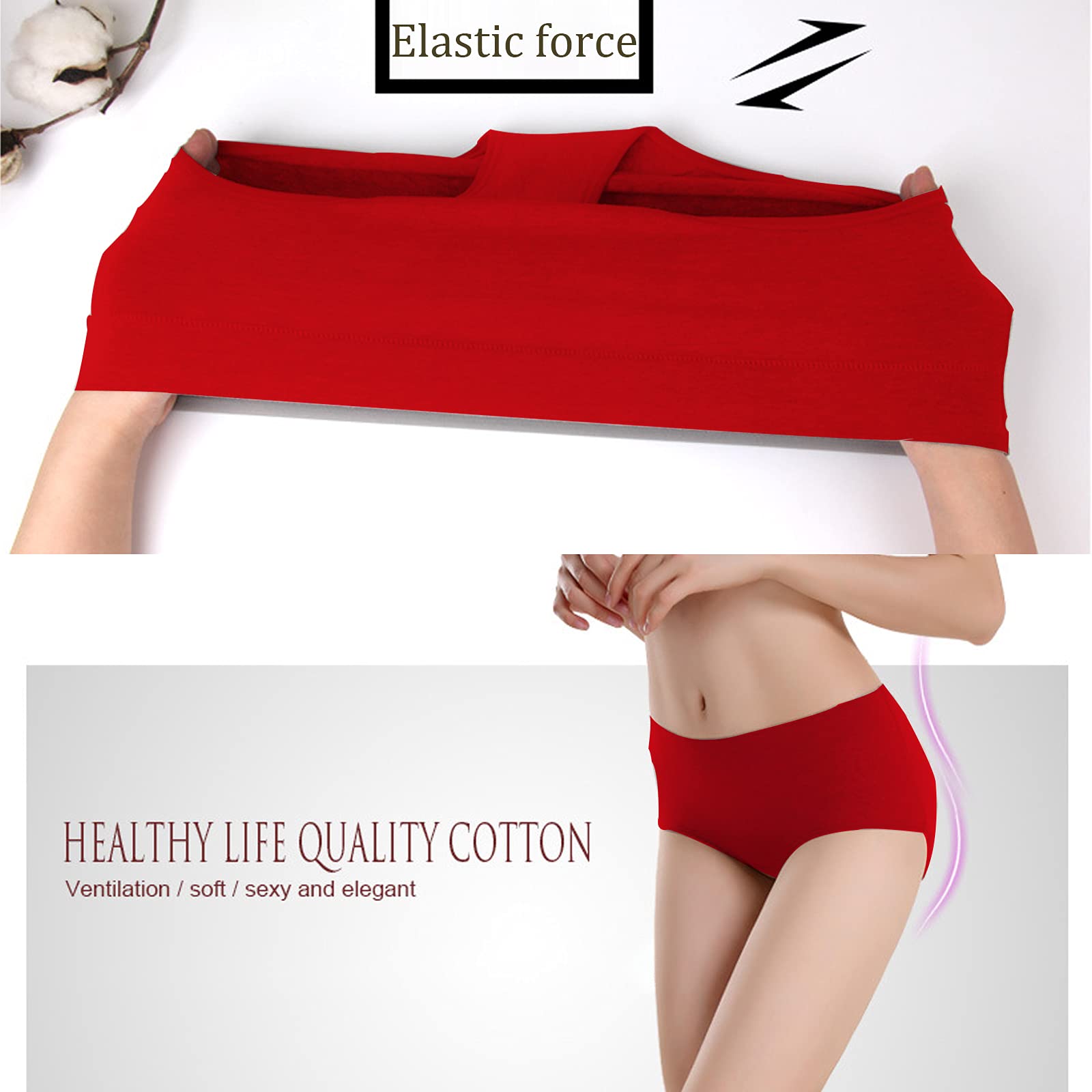 Soft Cotton Women's Mid Waist Briefs Underwear - 5 Pack Comfy Panties for Everyday Wear & Lounge