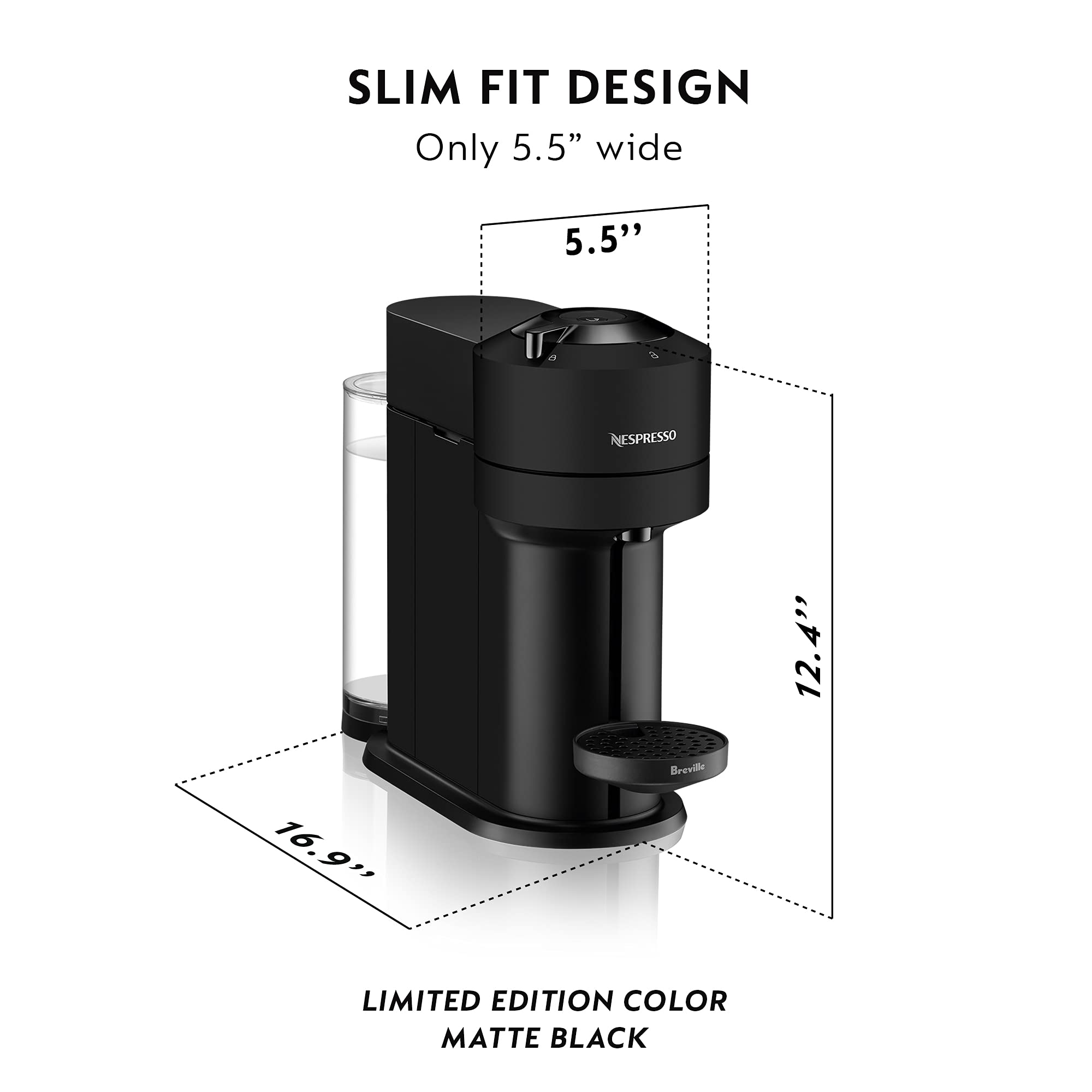 **Nespresso VertuoPlus Coffee and Espresso Machine by Breville – 1.1L, Ink Black – Perfect for Home, Office, and Gifts**