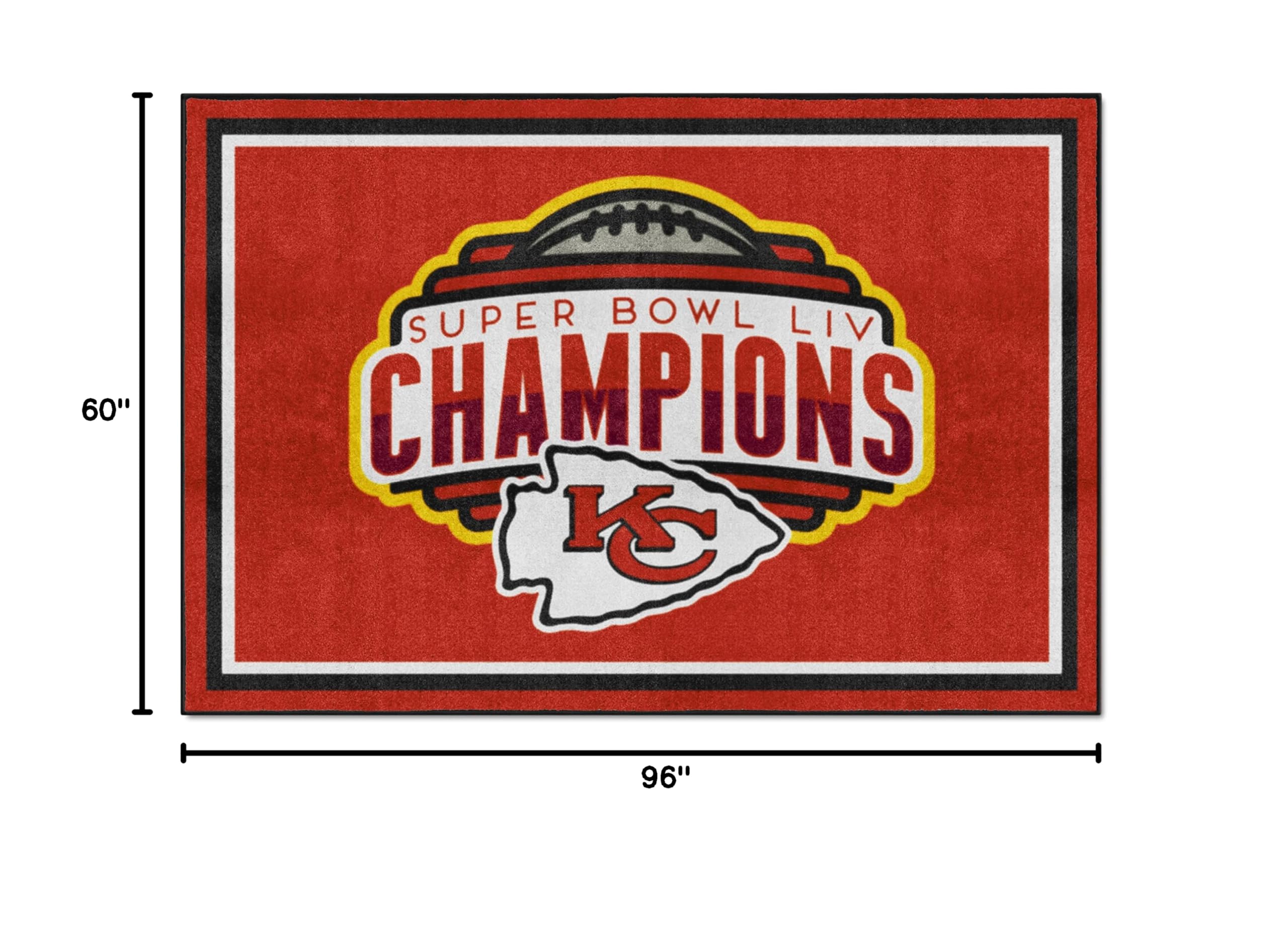 Kansas City Chiefs Super Bowl LIV Champions 5x8 Feet Plush Area Rug - Soft NFL Team Rug for Living Room, Bedroom & Game Day Decor