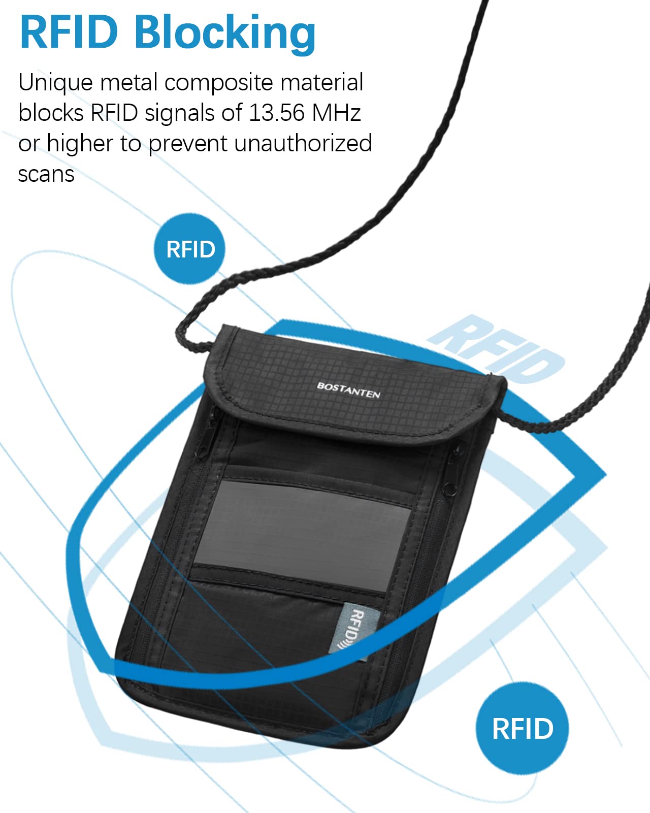 RFID Blocking Travel Wallet & Passport Holder - Secure Organizer for Credit Cards, IDs & Cash - Perfect for International Trips & Air Travel