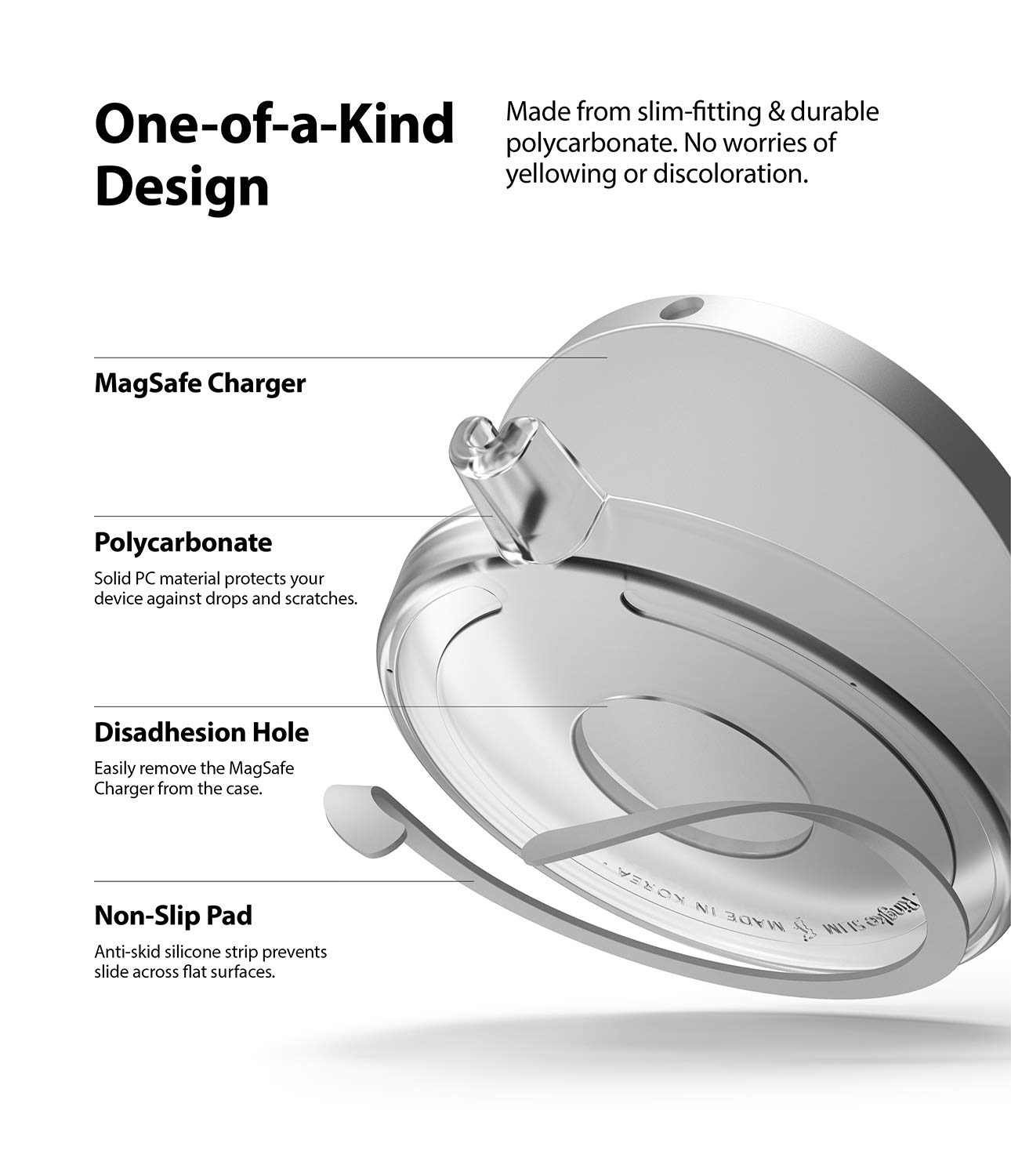 Ringke Slim MagSafe Charger Case - Compatible with iPhone 15W Wireless Charging Pad (A2140, 1M) | Matte Clear Protective Cover | Perfect for Home, Office & Travel Charging