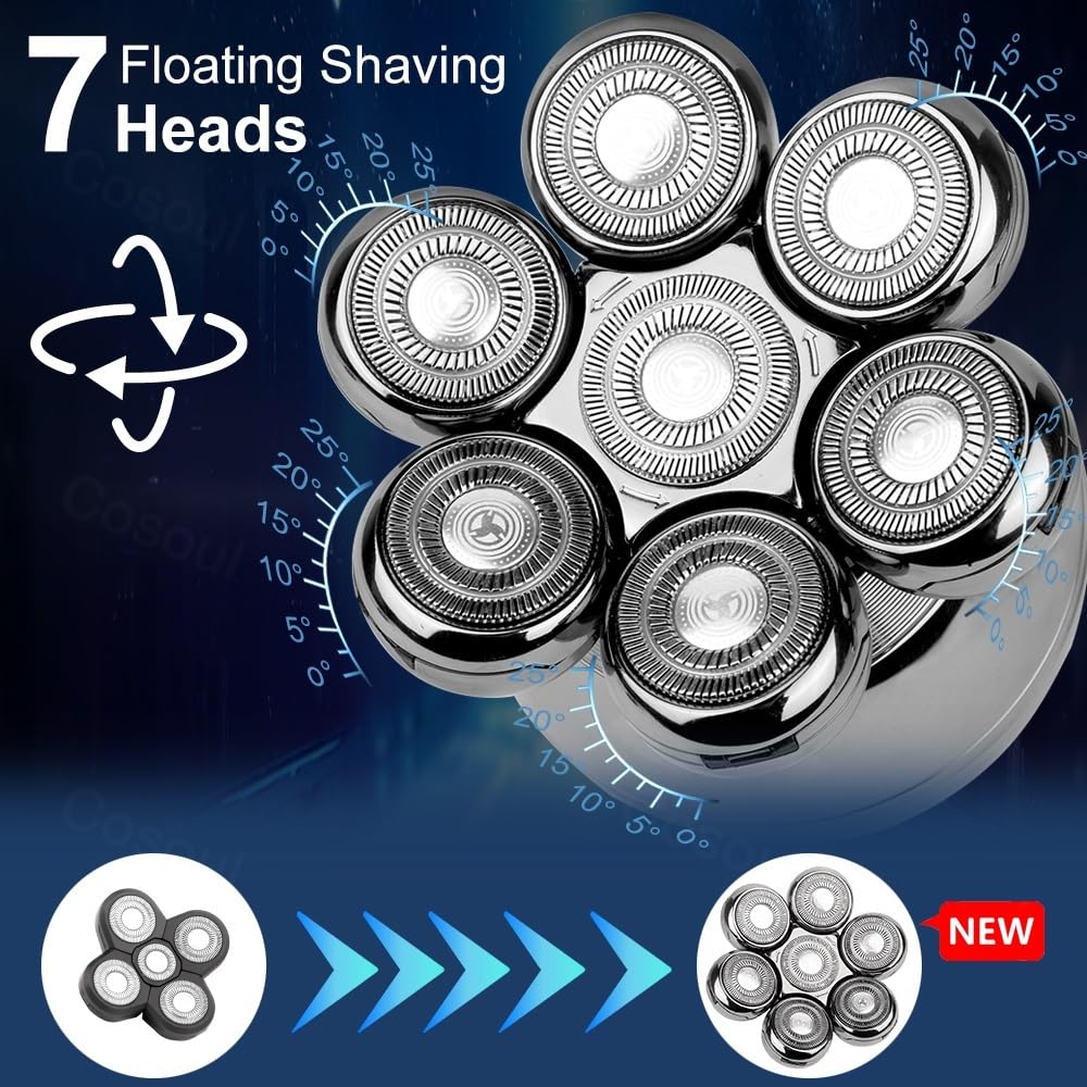 Professional 5-in-1 Electric Head Shaver for Men - Bald Head Shaver, Beard Trimmer & Hair Clipper Kit | Perfect for Smooth Head Shaving, Beard Grooming & Body Trimming at Home or Travel
